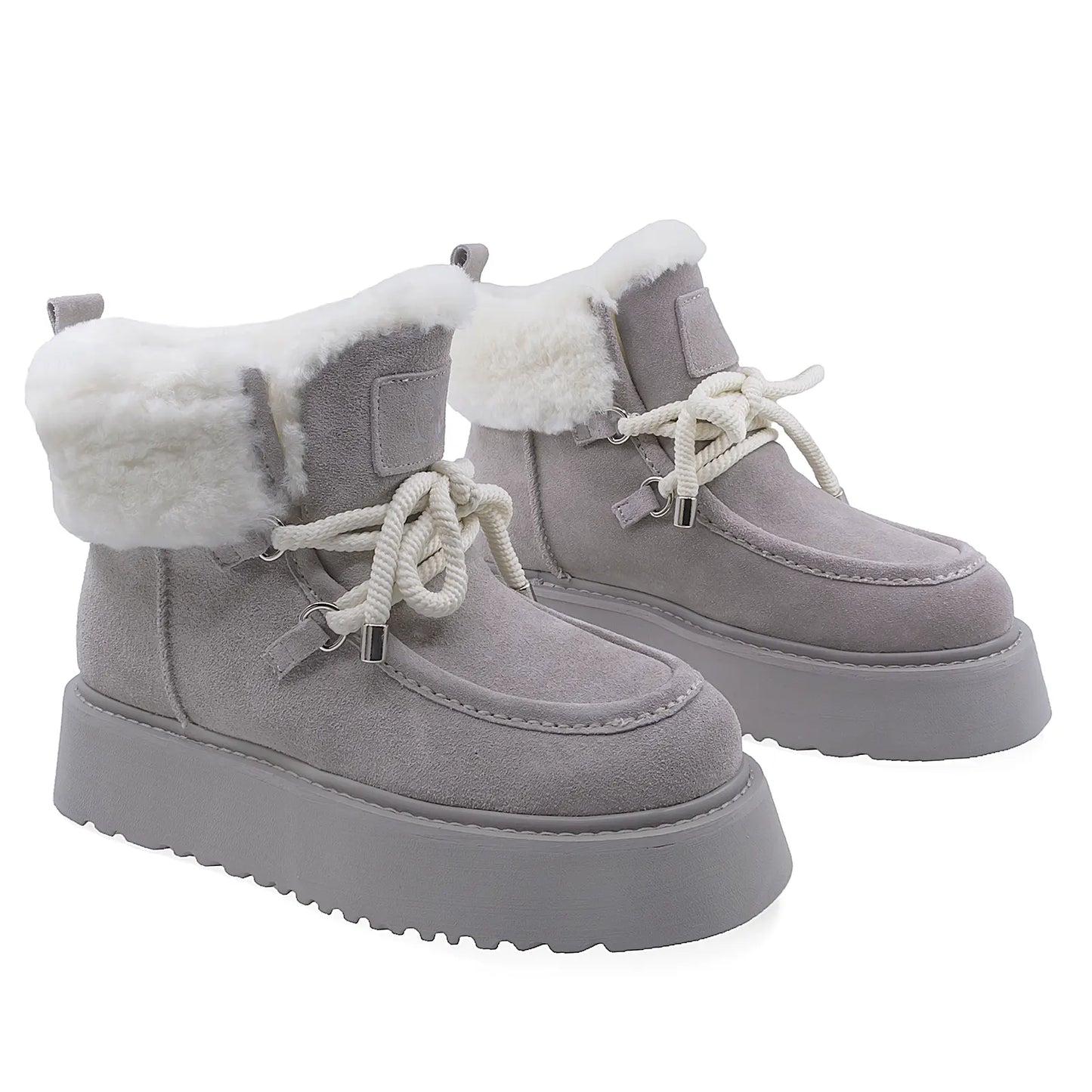 Ghete Dama Casual Anna Viotti Piele Intoarsa D107-PV3132-Z37393-M-6 Gri