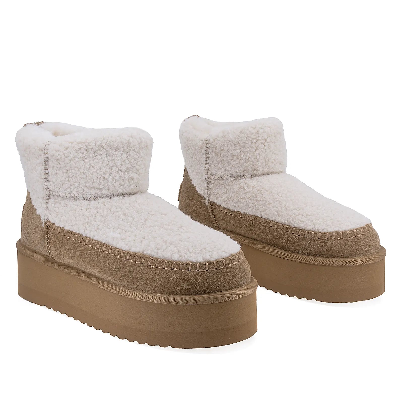 Ghete Dama Casual Anna Viotti Piele Intoarsa D113-KIS Camel