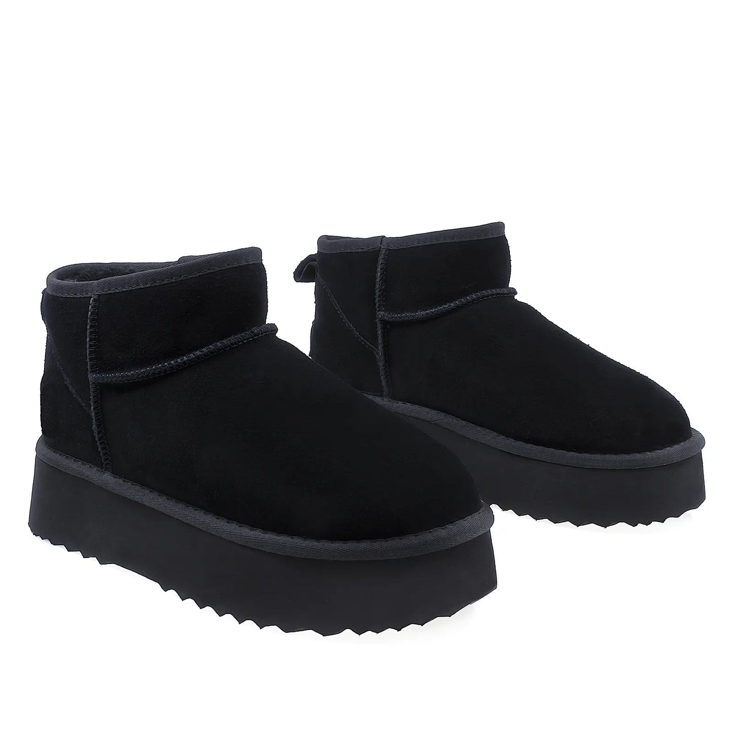 Ghete Dama Casual Anna Viotti Piele Intoarsa D113-MORES DB MINI Negru