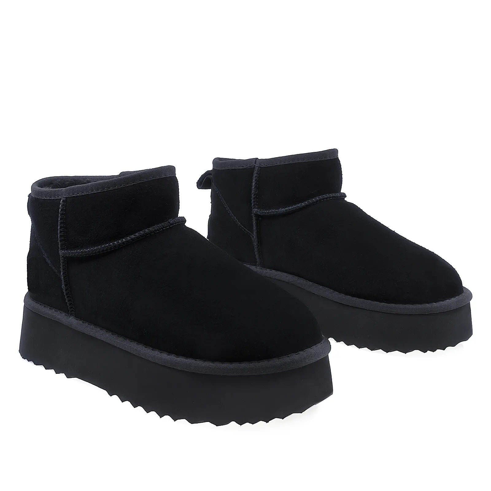 Ghete Dama Casual Anna Viotti Piele Intoarsa D113-MORES DB MINI Negru