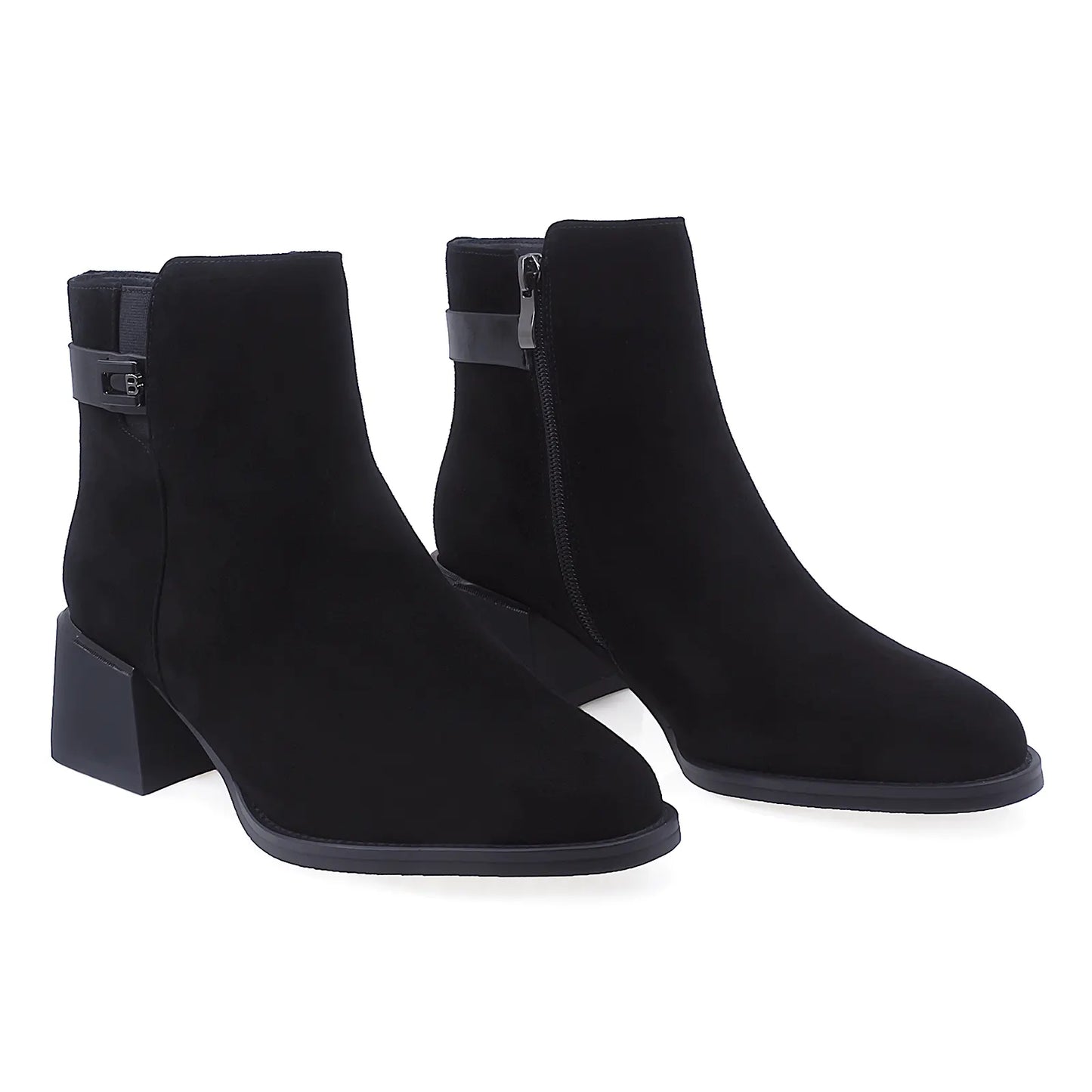 Ghete Dama Elegante Anna Viotti Piele Intoarsa D112-GAW2532 Negru