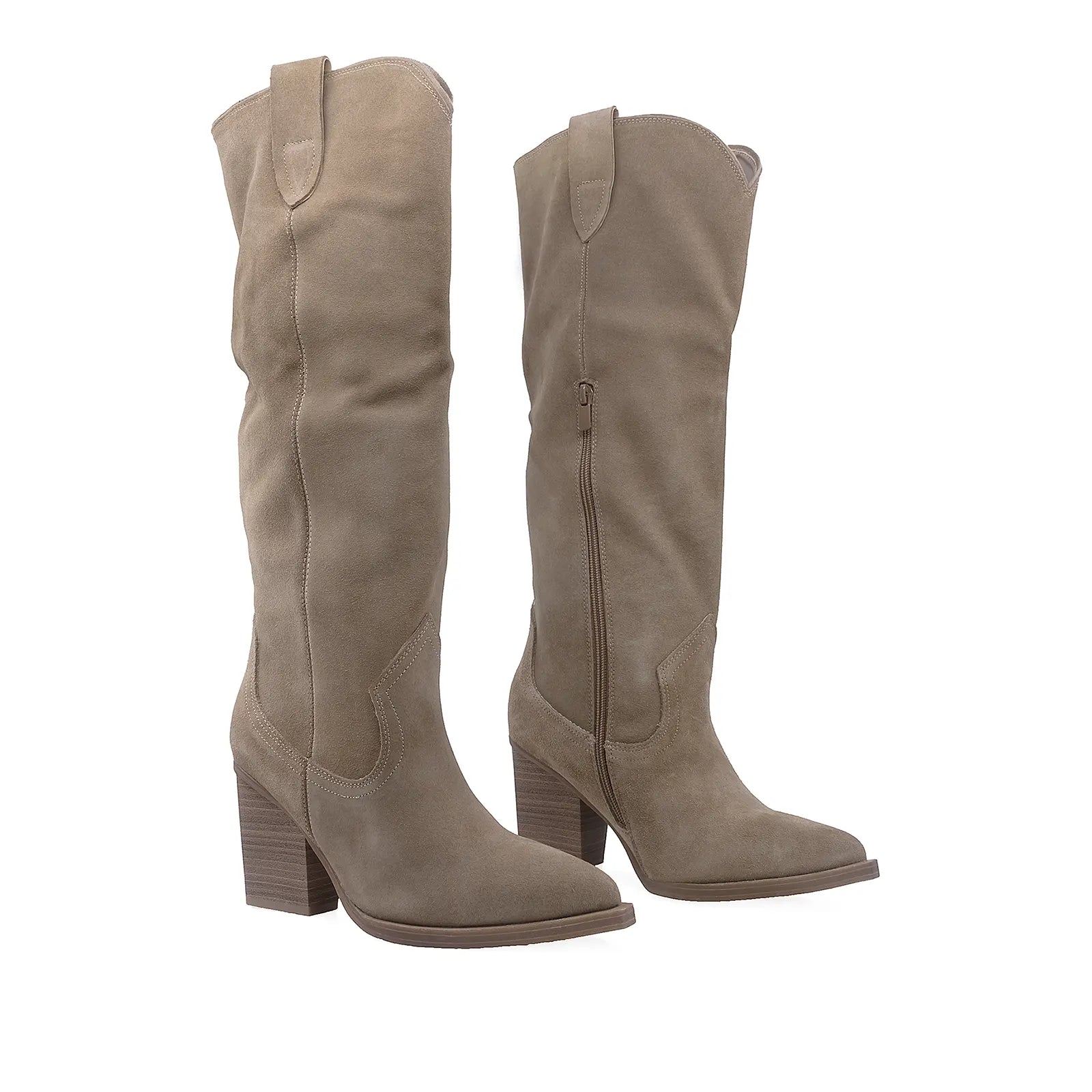 Cizme Dama Casual Anna Viotti Piele Intoarsa D113-29801 Taupe