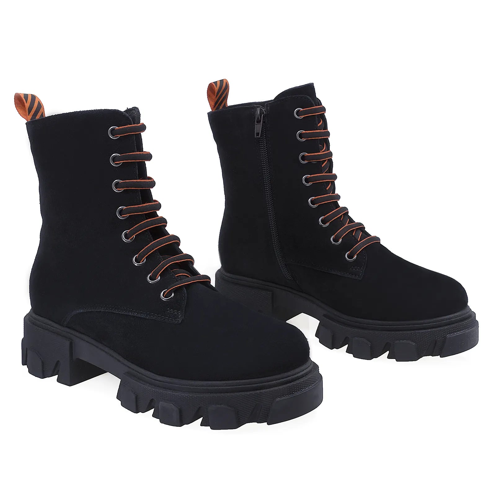 Ghete Dama Casual Anna Viotti Piele Intoarsa D12-77.02 Negru