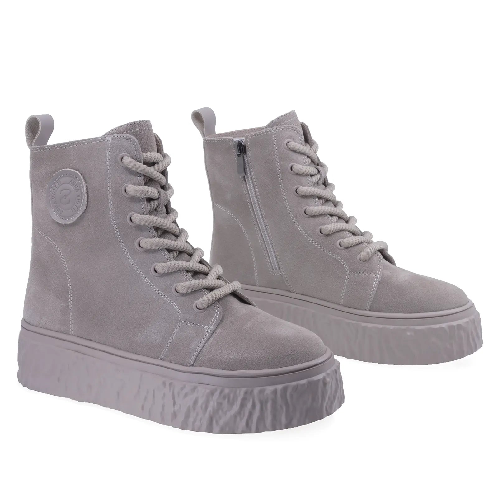 Ghete Dama Casual Anna Viotti Piele Intoarsa D106-F11517-A665-4 Taupe