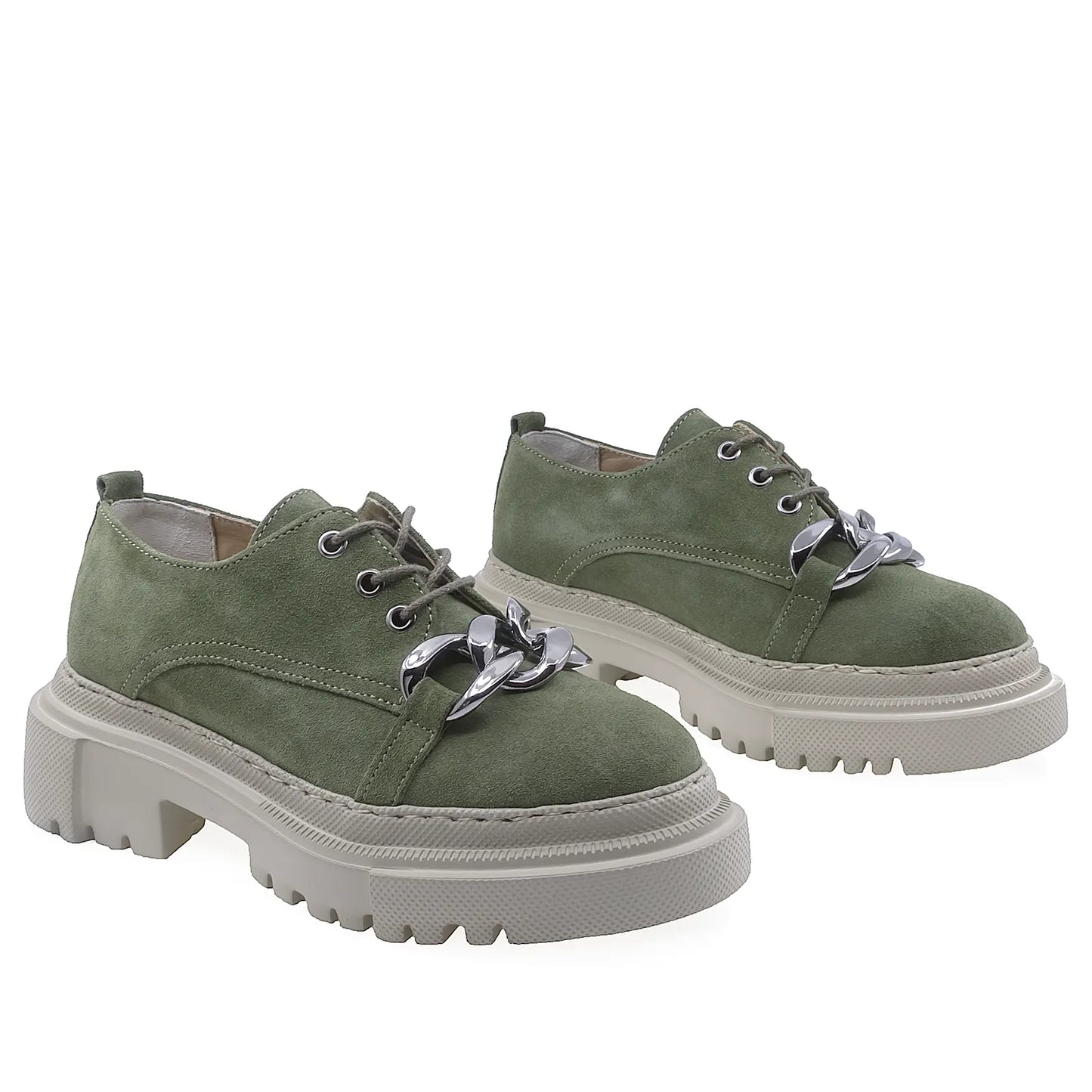 Pantofi Dama Casual Anna Viotti Piele Intoarsa D44-2492 Kaki