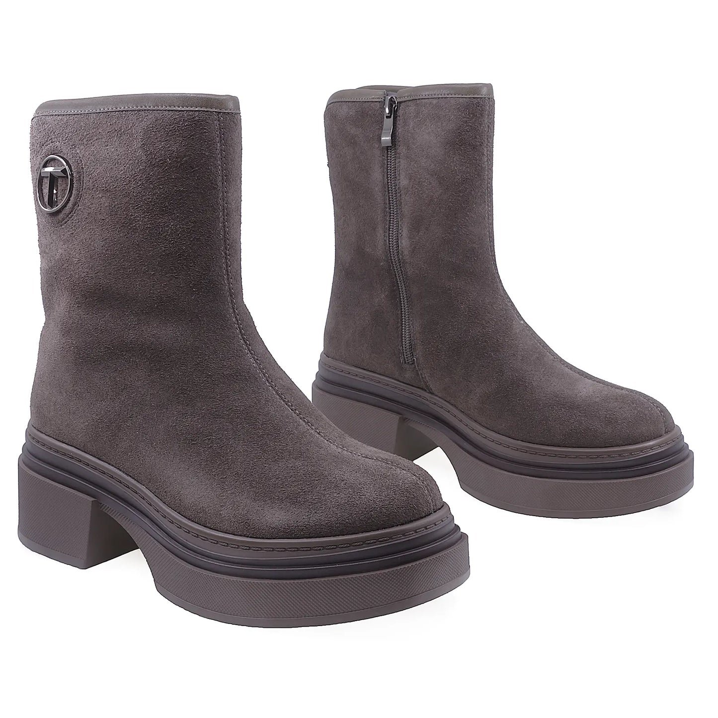 Ghete Dama Casual Anna Viotti Piele Intoarsa D106-F9998-C8101-2 Gri inchis