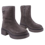 Ghete Dama Casual Anna Viotti Piele Intoarsa D106-F9998-C8101-2 Gri inchis