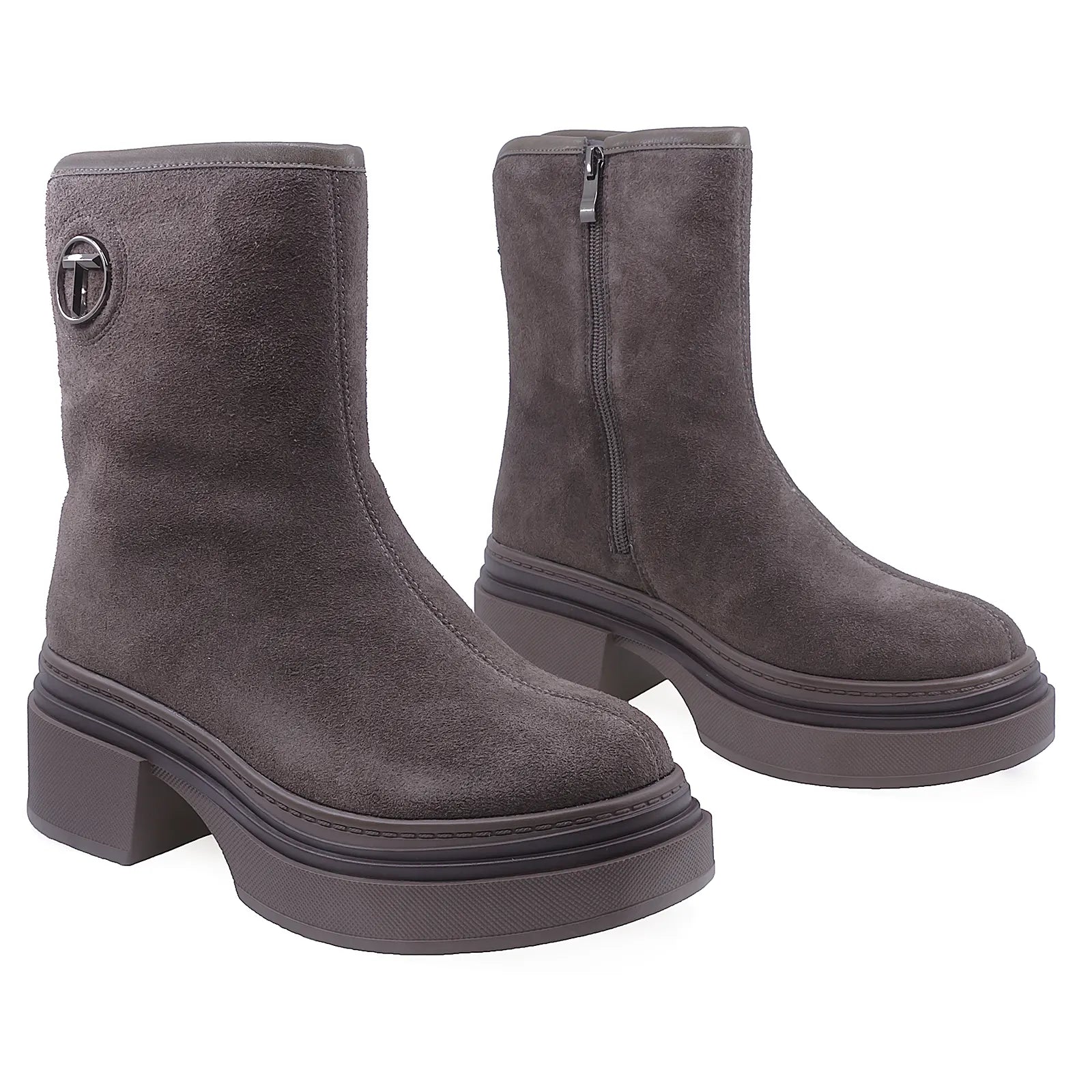 Ghete Dama Casual Anna Viotti Piele Intoarsa D106-F9998-C8101-2 Gri inchis