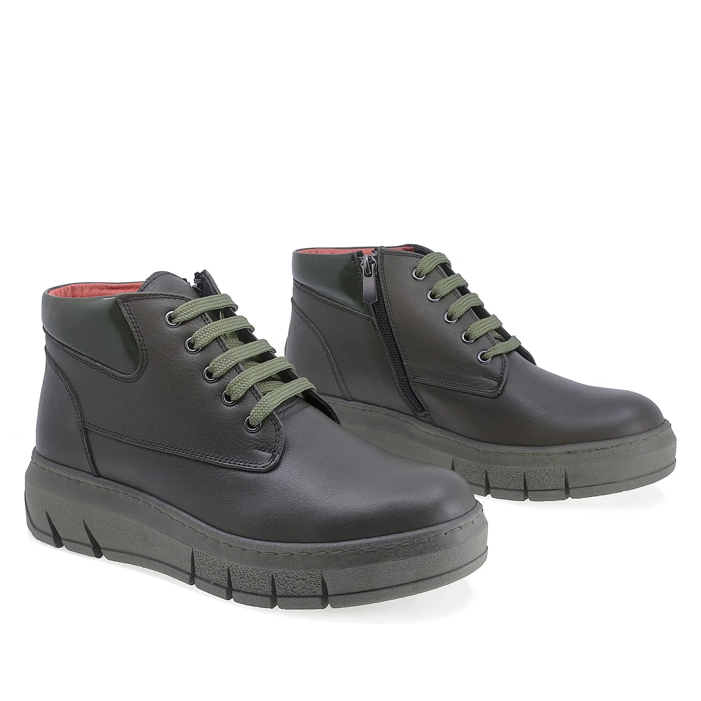 Ghete Dama Casual Anna Viotti Piele Naturala D54-650-18 Kaki