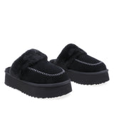 Papuci Dama Casual Anna Viotti Piele Intoarsa D113-1 Negru