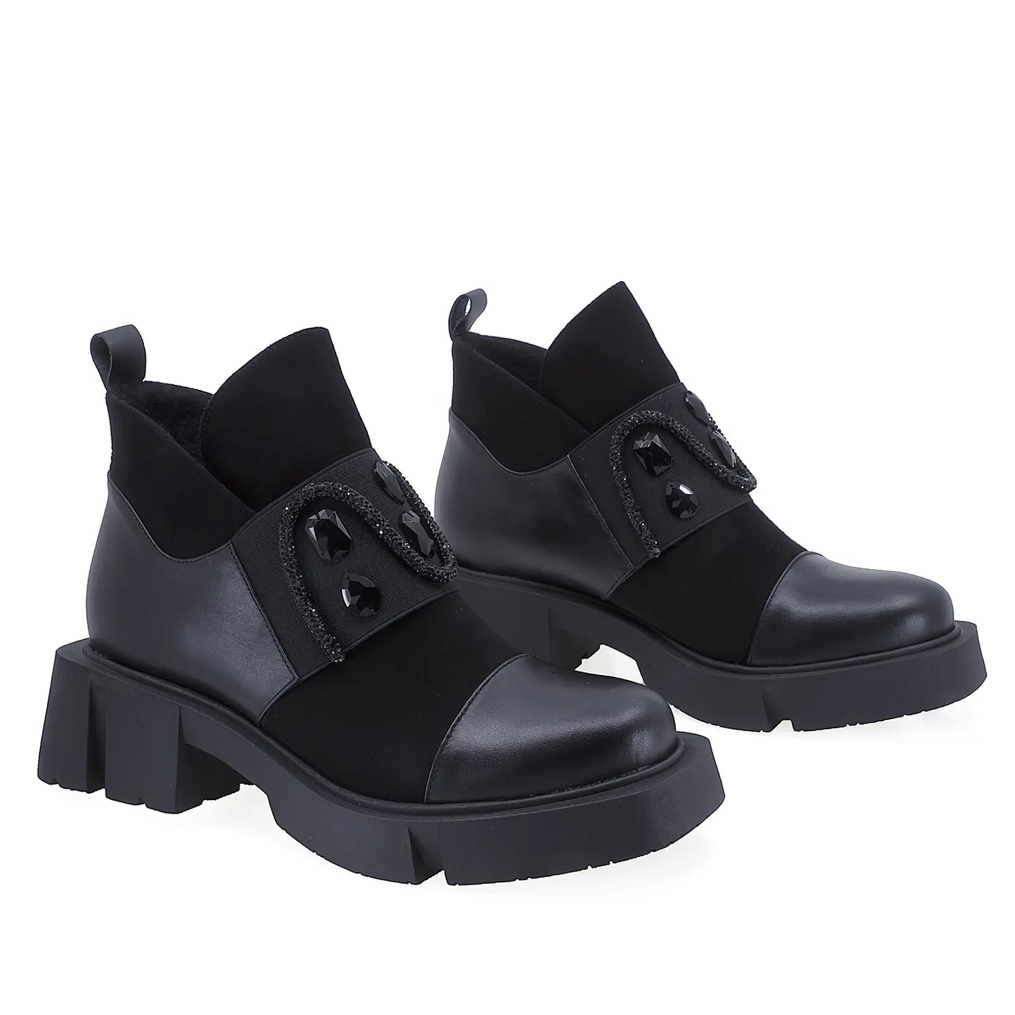 Ghete Dama Casual Anna Viotti Piele Naturala D2599 Negru