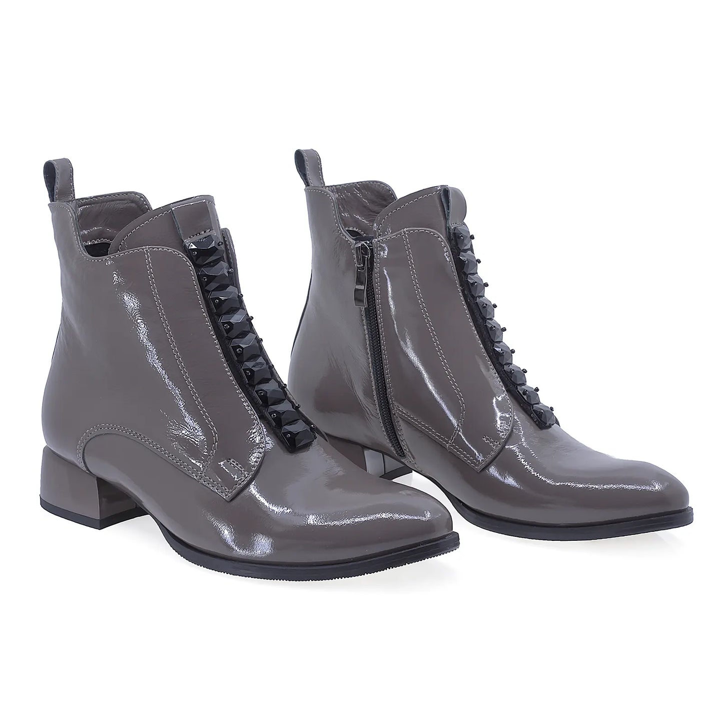 Ghete Dama Elegante Anna Viotti Piele Lacuita D2772 Cappuccino