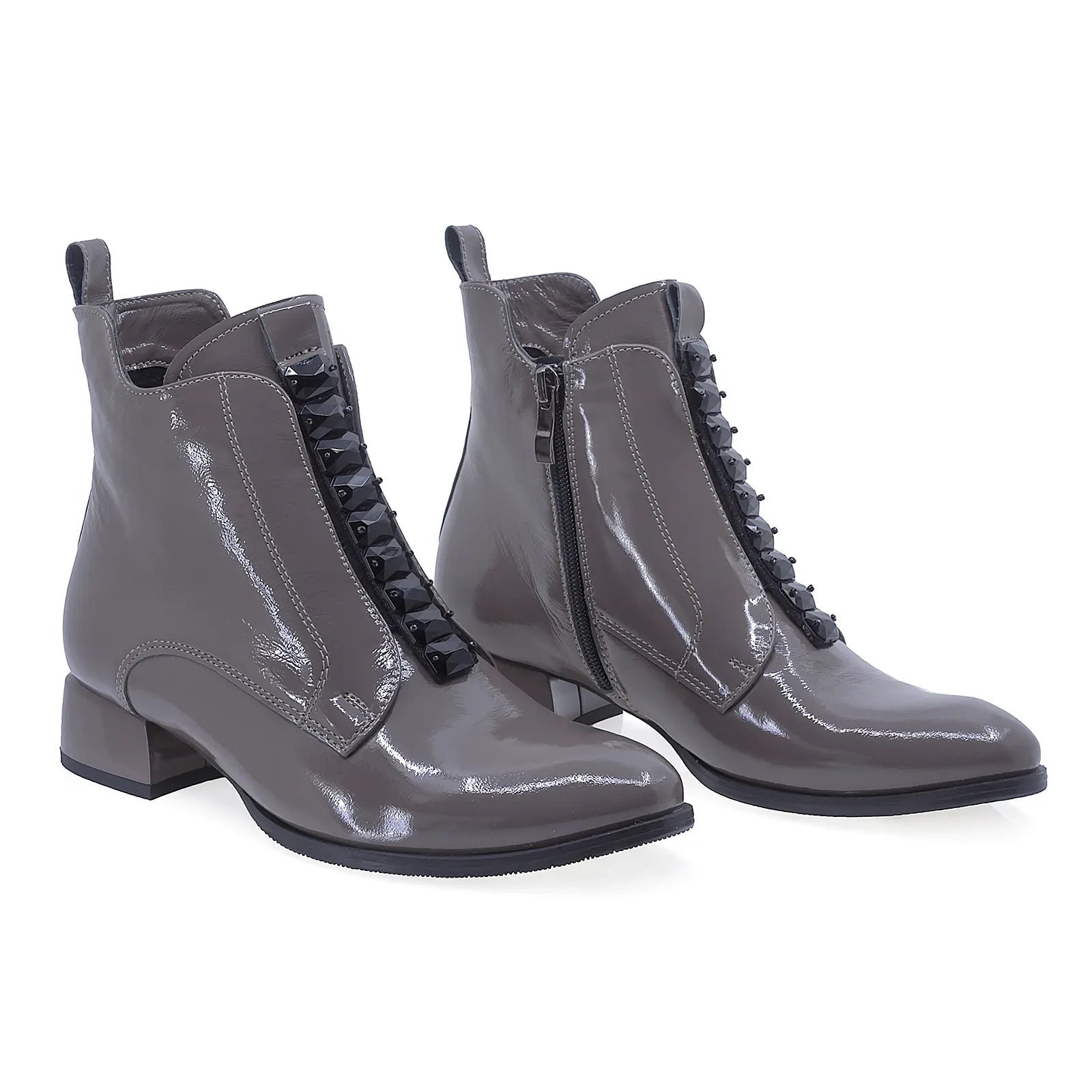 Ghete Dama Elegante Anna Viotti Piele Lacuita D2772 Cappuccino