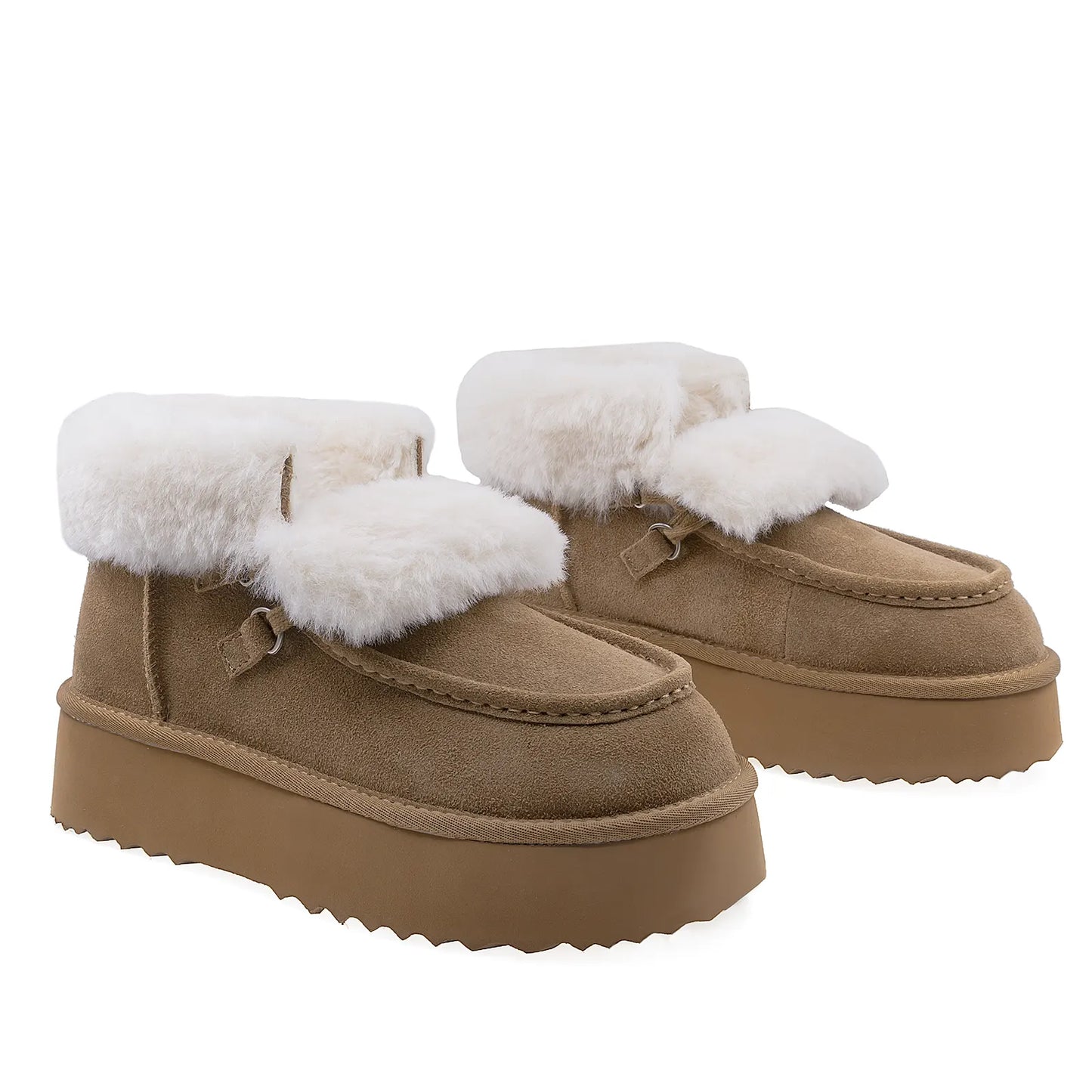 Ghete Dama Casual Anna Viotti Piele Intoarsa D113-10 Camel