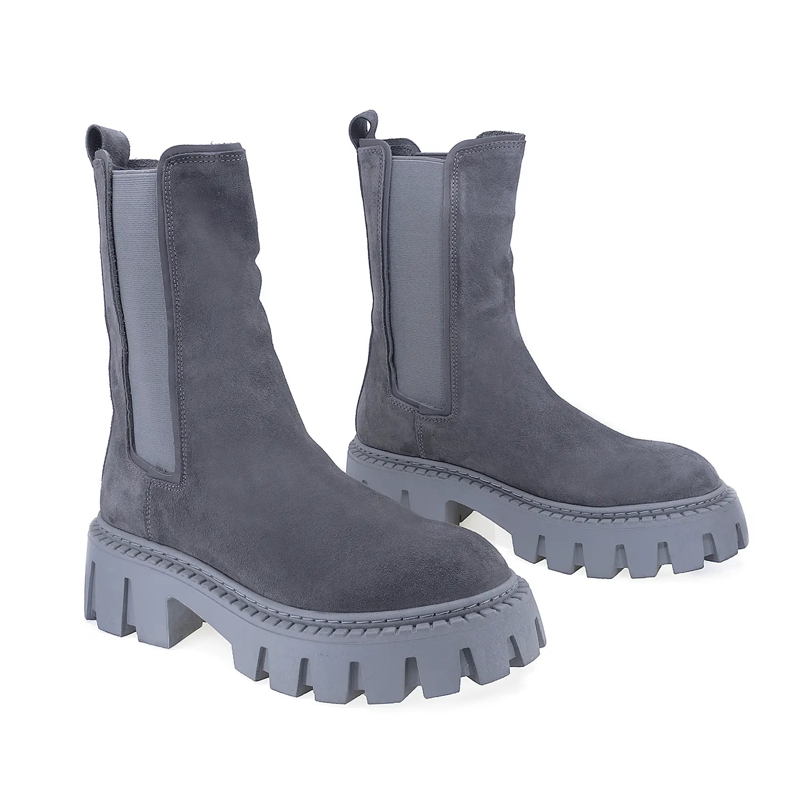 Ghete Dama Casual Anna Viotti Piele Intoarsa D15-08329-20-22 Gri