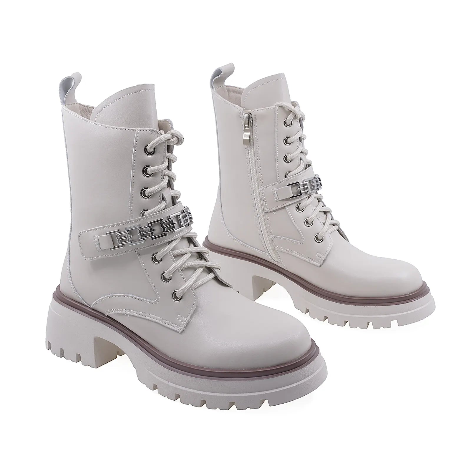 Ghete Dama Casual Anna Viotti Piele Naturala D107-PJ061-Z37071-R-1 Bej