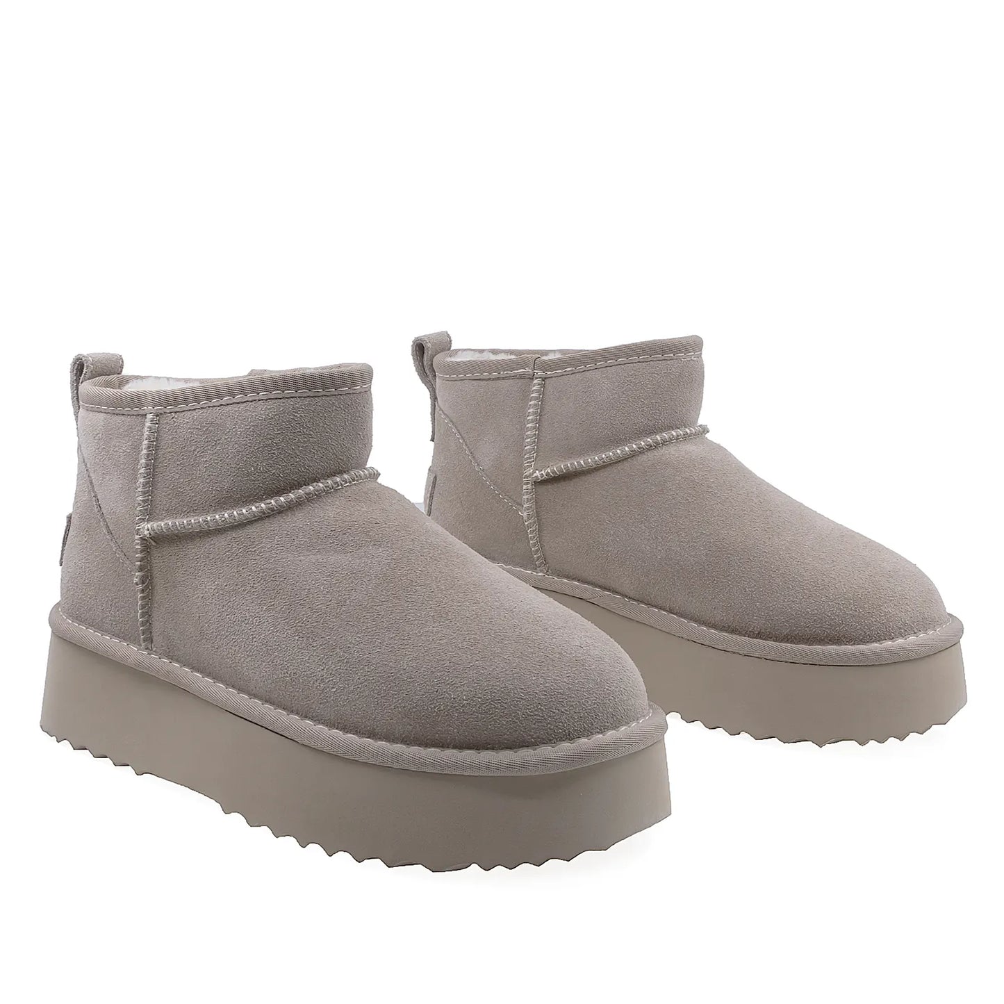 Ghete Dama Casual Anna Viotti Piele Intoarsa D113-MORES DB MINI Gri