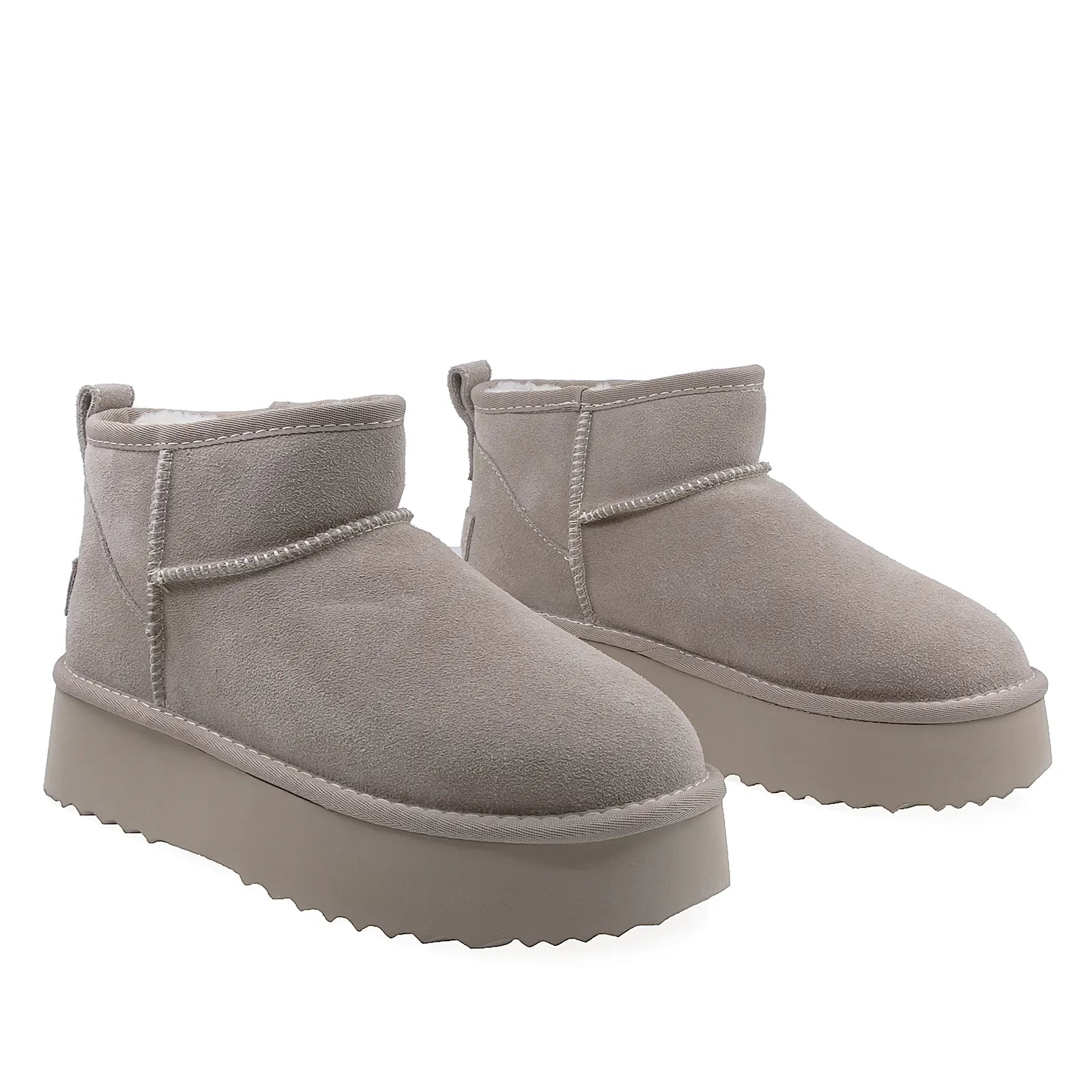 Ghete Dama Casual Anna Viotti Piele Intoarsa D113-MORES DB MINI Gri