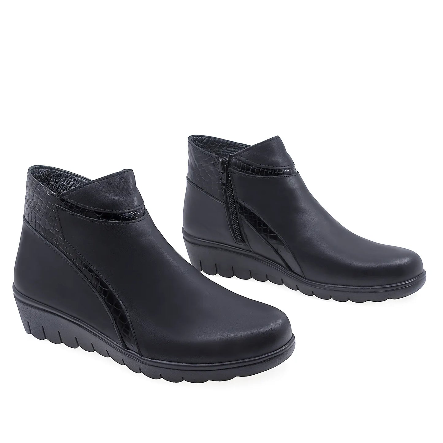 Ghete Dama Casual Anna Viotti Piele Naturala D22-5901 Negru
