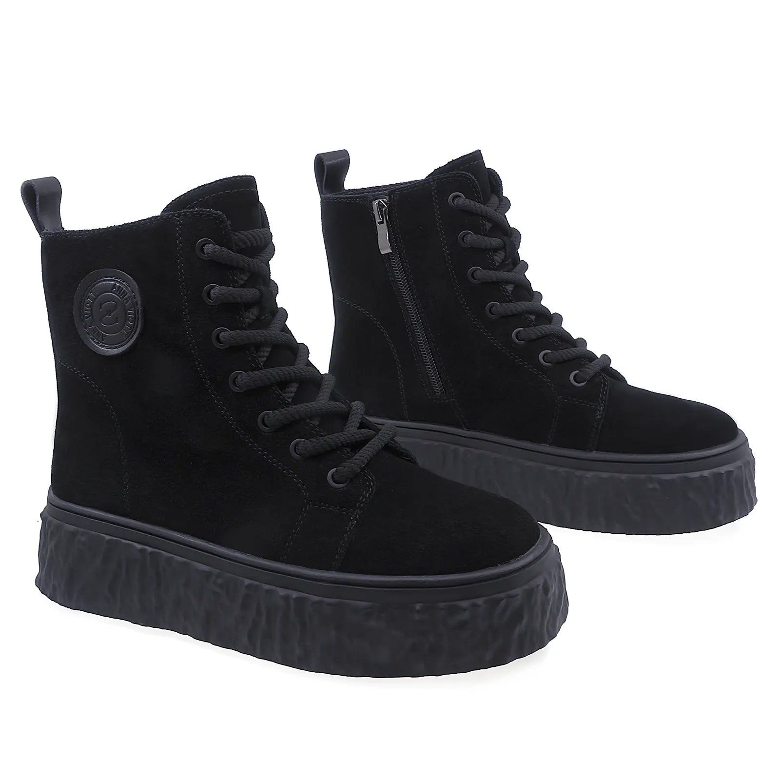 Ghete Dama Casual Anna Viotti Piele Intoarsa D106-F11517-A665-3 Negru