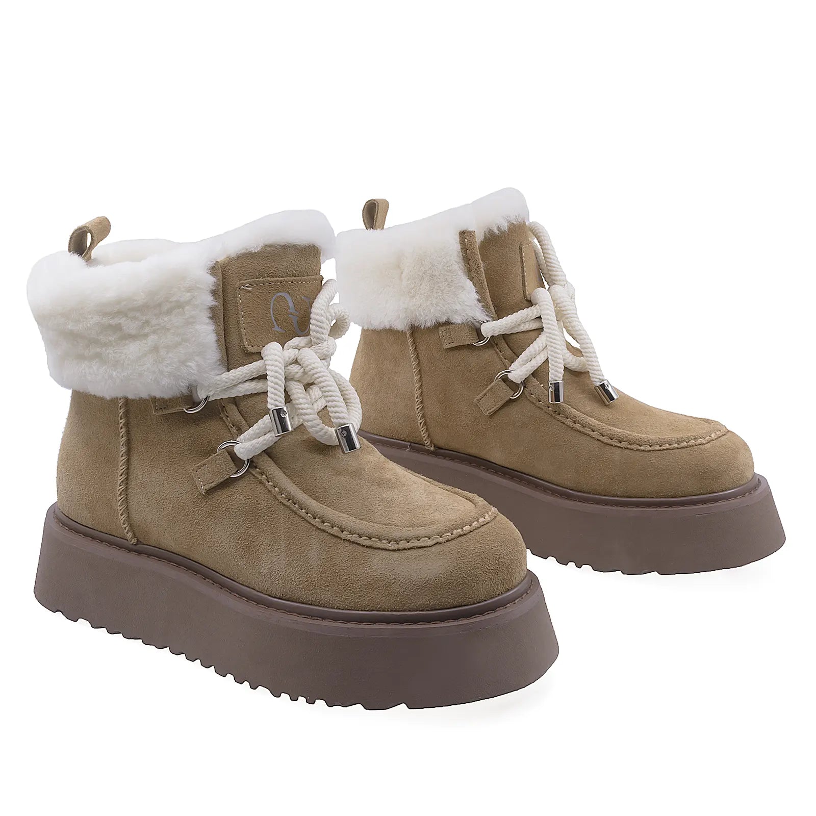 Ghete Dama Casual Anna Viotti Piele Intoarsa D107-PV3132-Z37393-M-5 Coniac