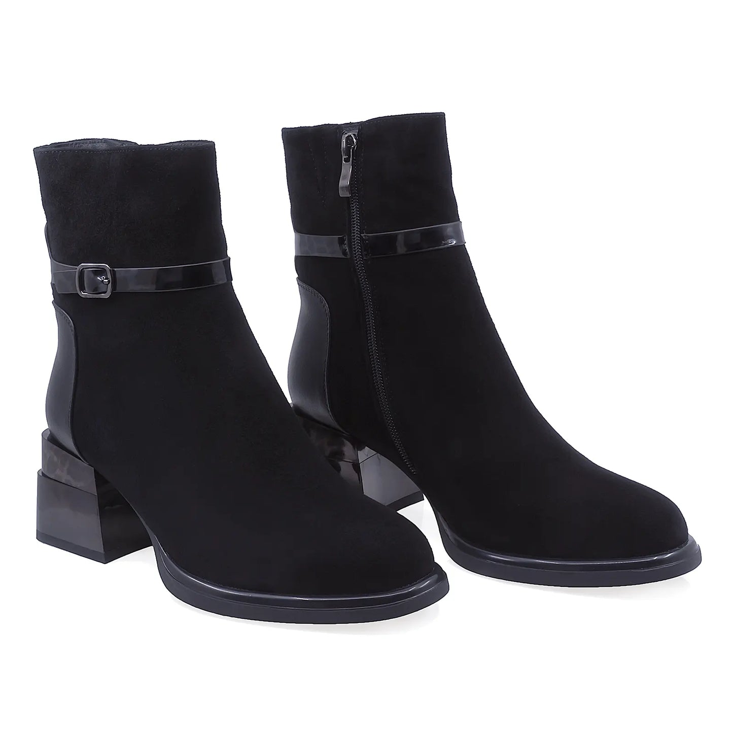 Ghete Dama Elegante Anna Viotti Piele Intoarsa D112-GAW2573 Negru