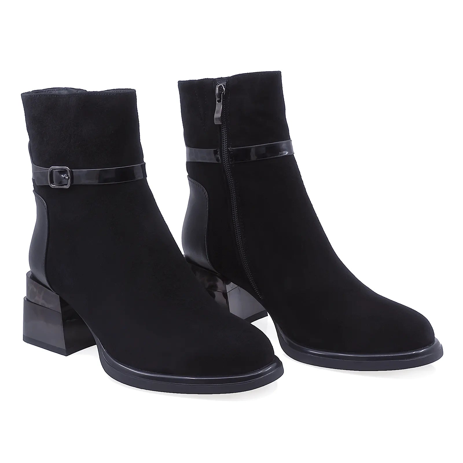 Ghete Dama Elegante Anna Viotti Piele Intoarsa D112-GAW2573 Negru