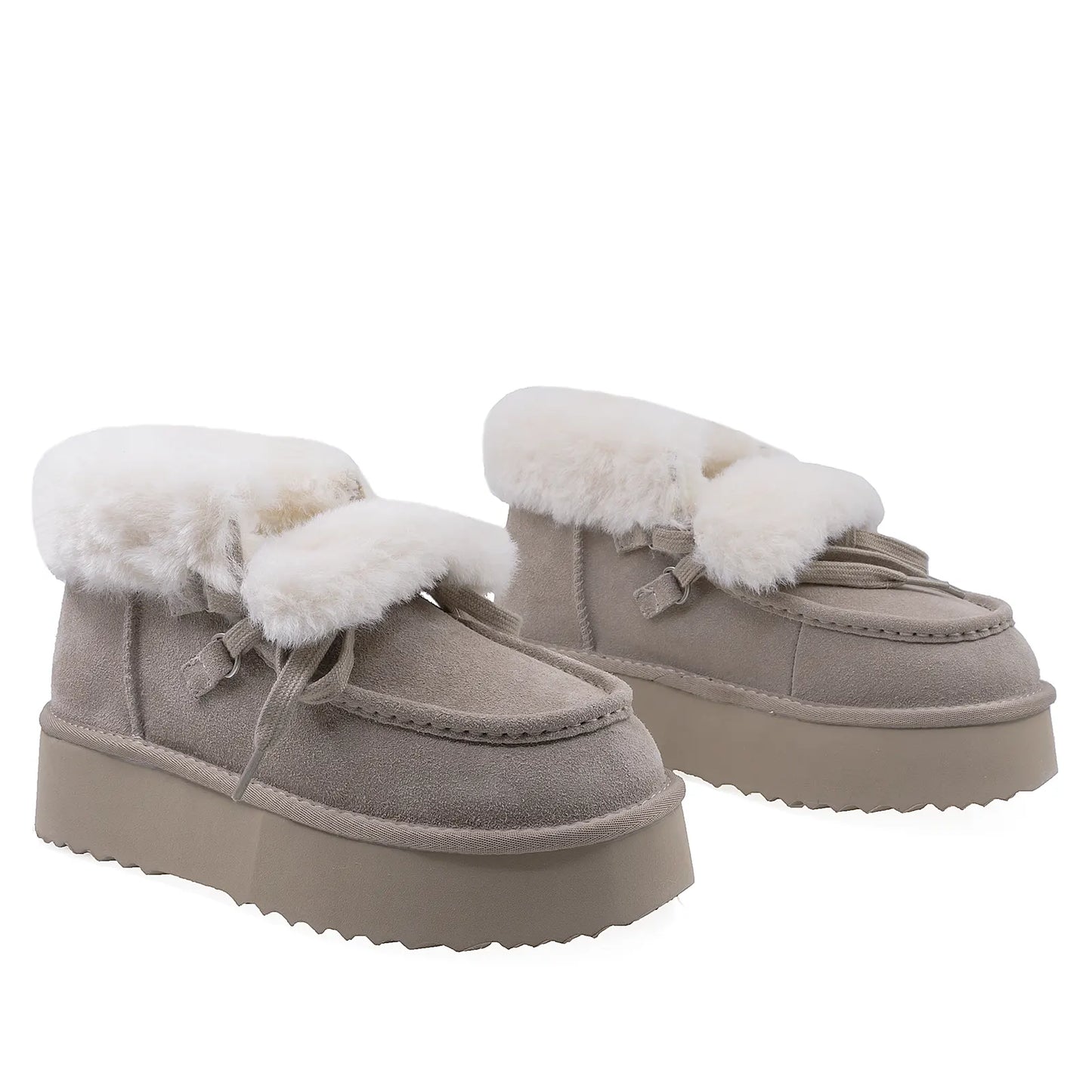 Ghete Dama Casual Anna Viotti Piele Intoarsa D113-10 Taupe