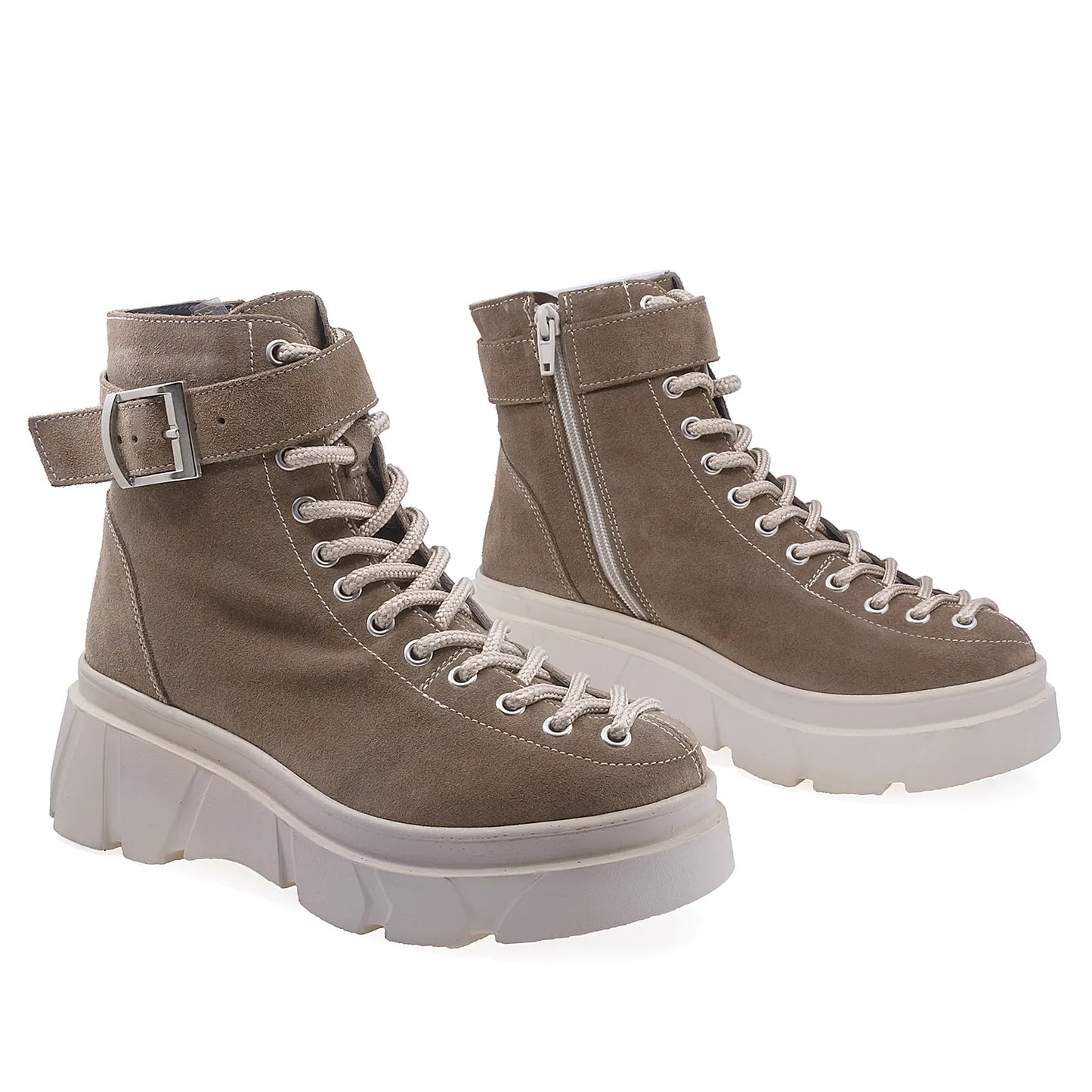 Ghete Dama Casual Anna Viotti Piele Intoarsa D44-578B Caffe