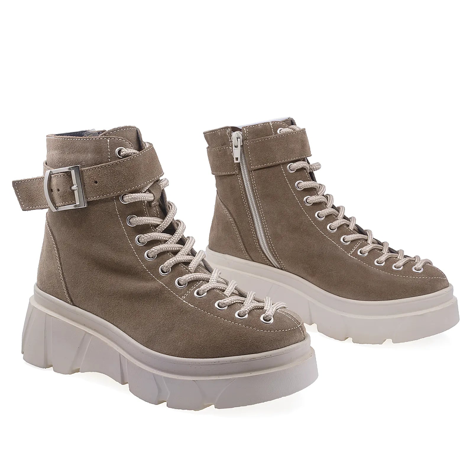 Ghete Dama Casual Anna Viotti Piele Intoarsa D44-578B Caffe