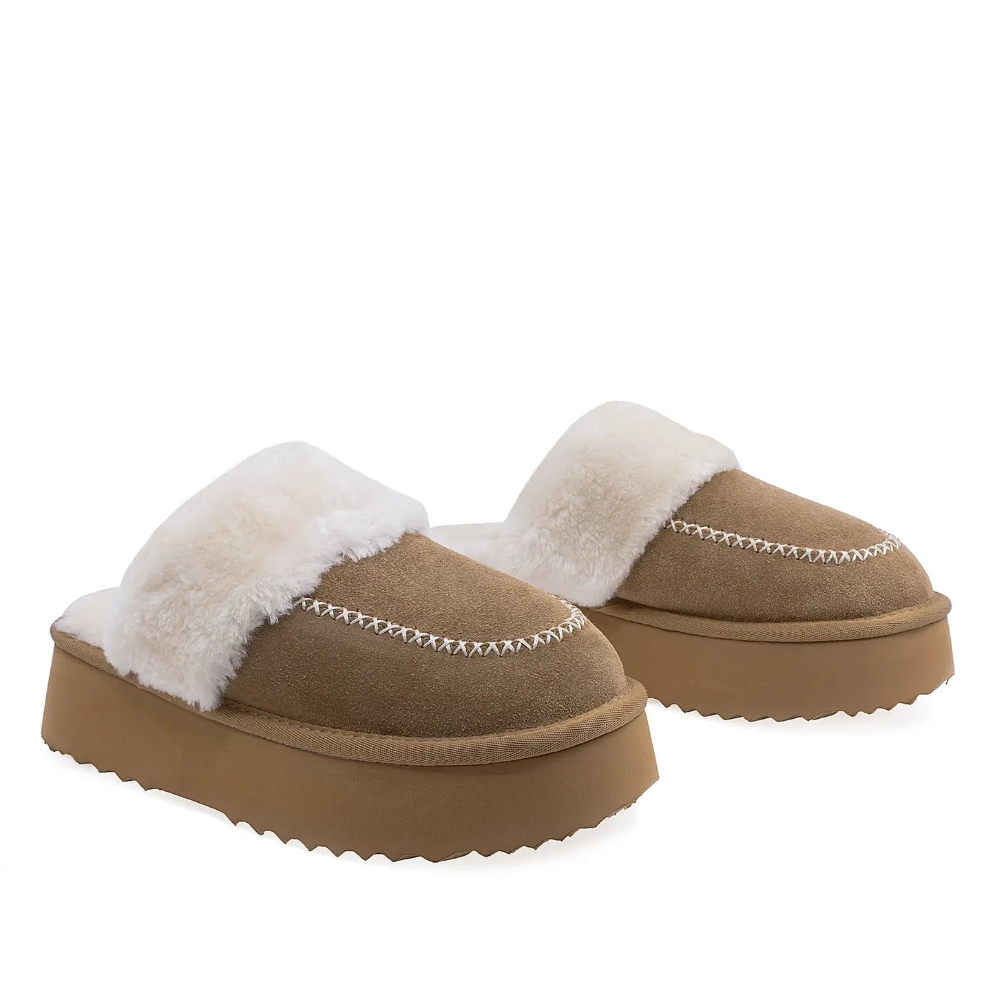 Papuci Dama Casual Anna Viotti Piele Intoarsa D113-1 Camel