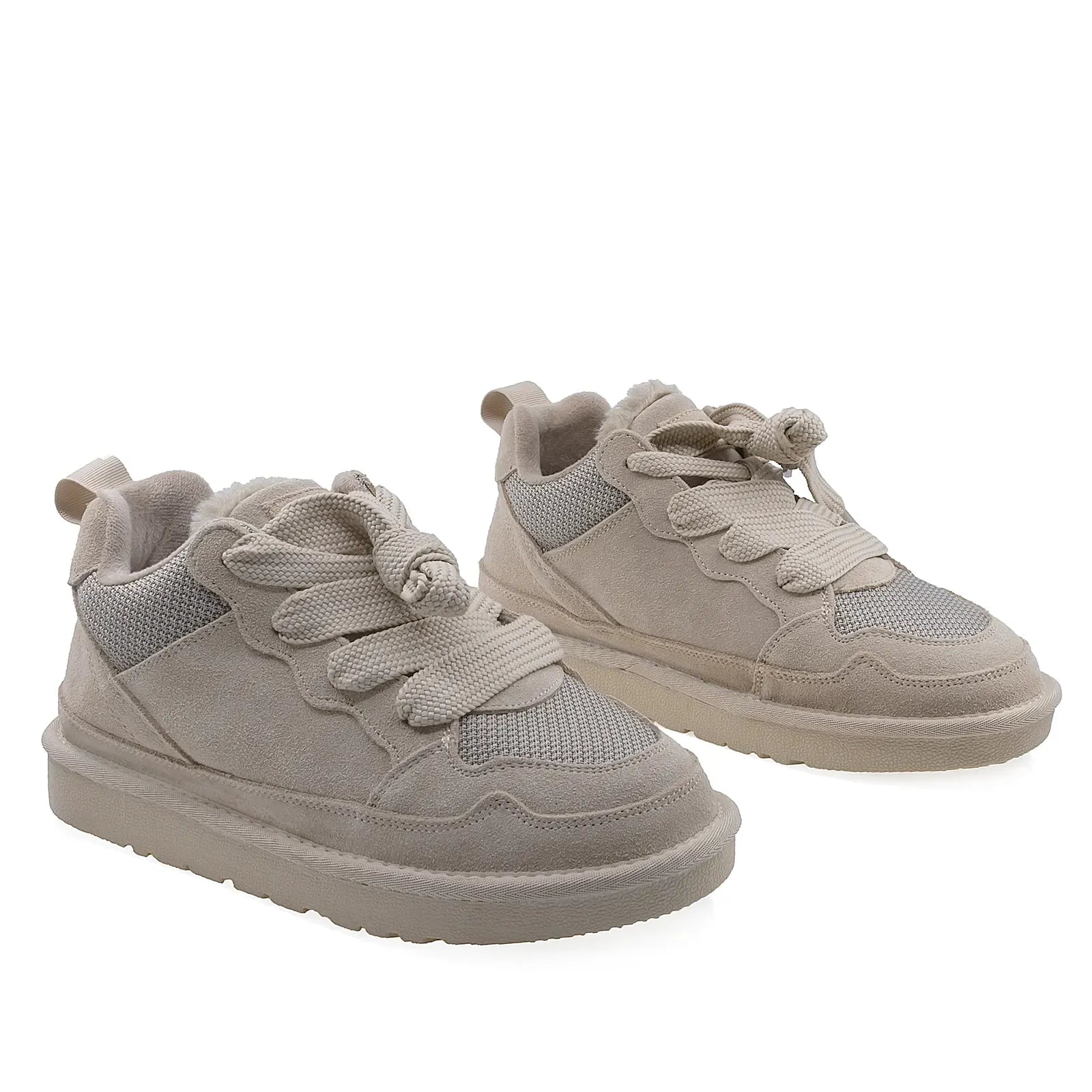 Pantofi Dama Casual Anna Viotti Piele Intoarsa D114-PK2690-1 Bej