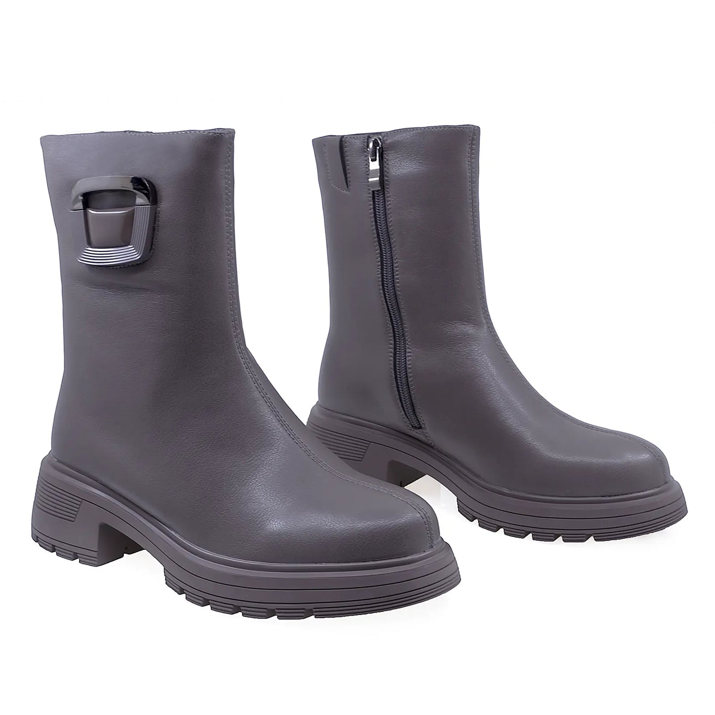 Ghete Dama Casual Anna Viotti Piele Naturala D106-F11355-T46137 Gri