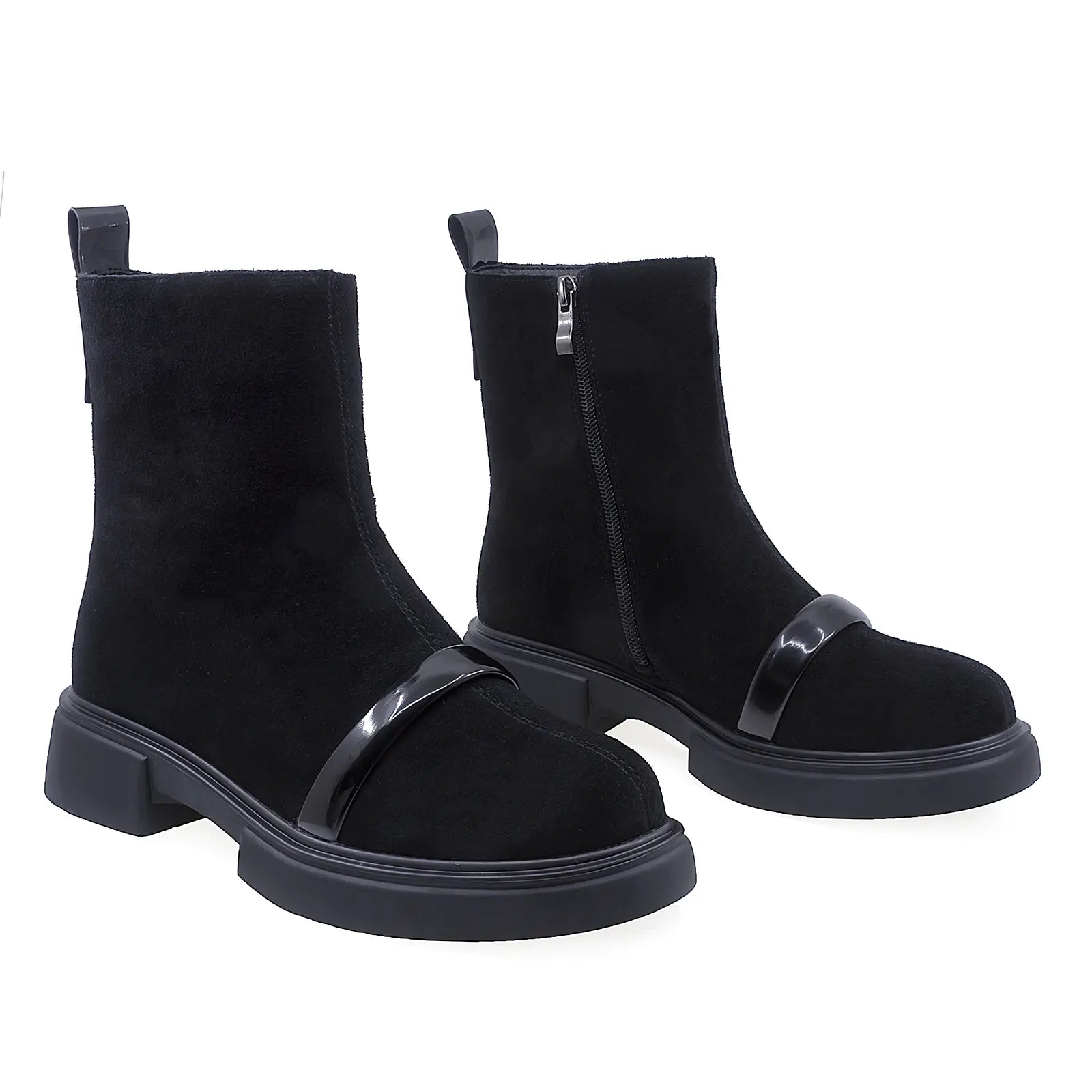 Ghete Dama Casual Anna Viotti Piele Intoarsa D106-M117-Q600 Negru