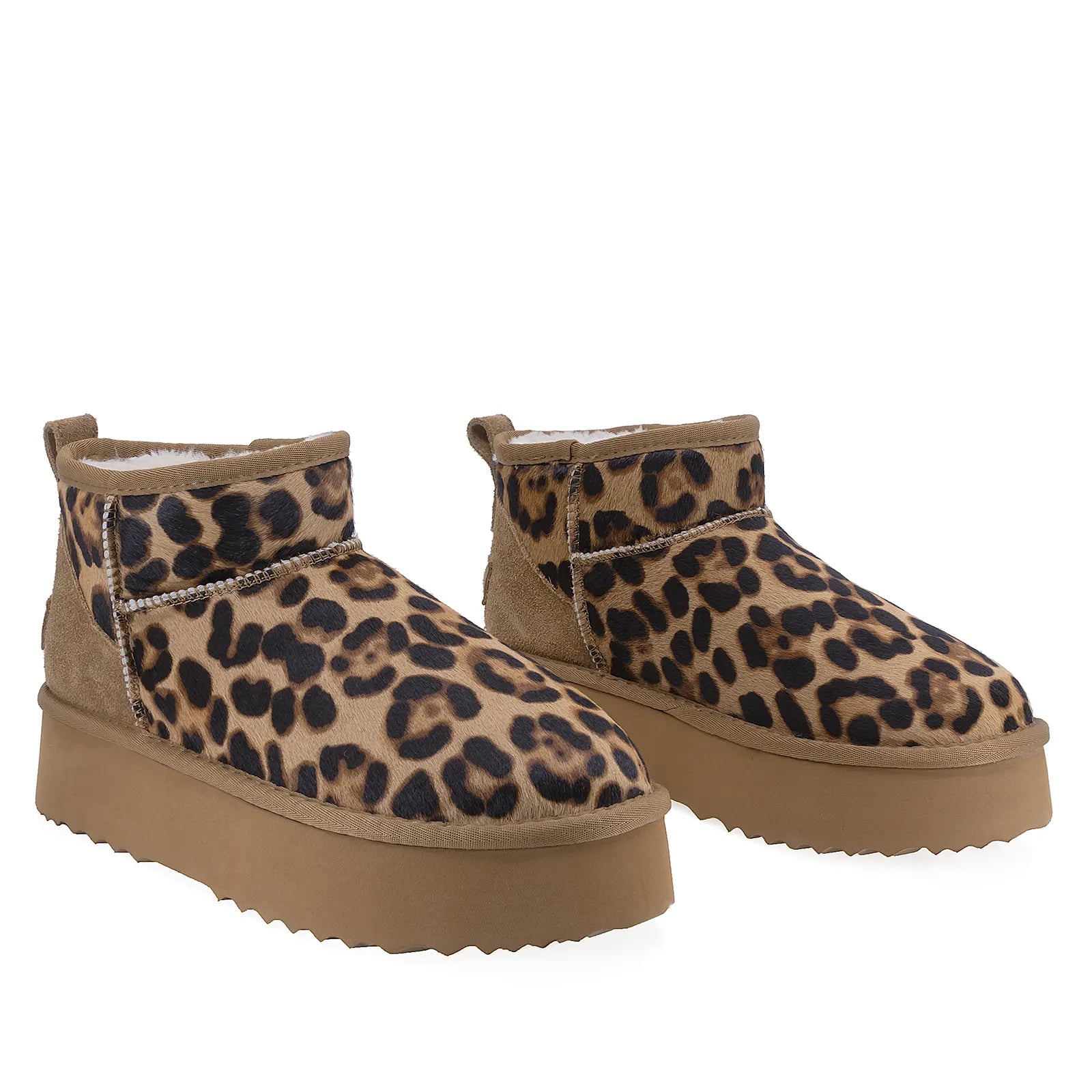 Ghete Dama Casual Anna Viotti Piele Intoarsa D113-MORES DB MINI Leopard