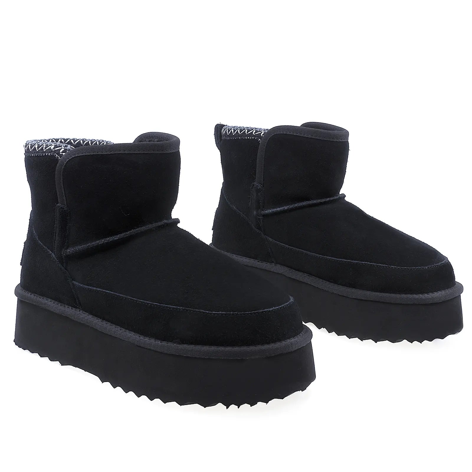 Ghete Dama Casual Anna Viotti Piele Intoarsa D114-JRGB001-1 Negru