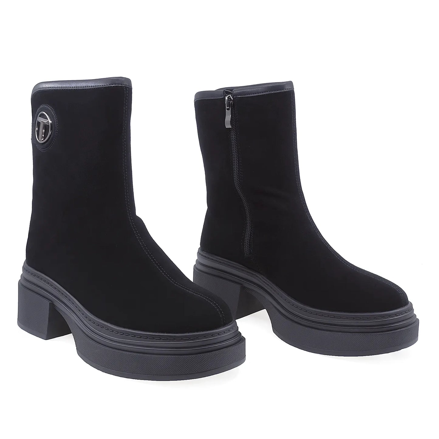 Ghete Dama Casual Anna Viotti Piele Intoarsa D106-F9998-C8101 Negru