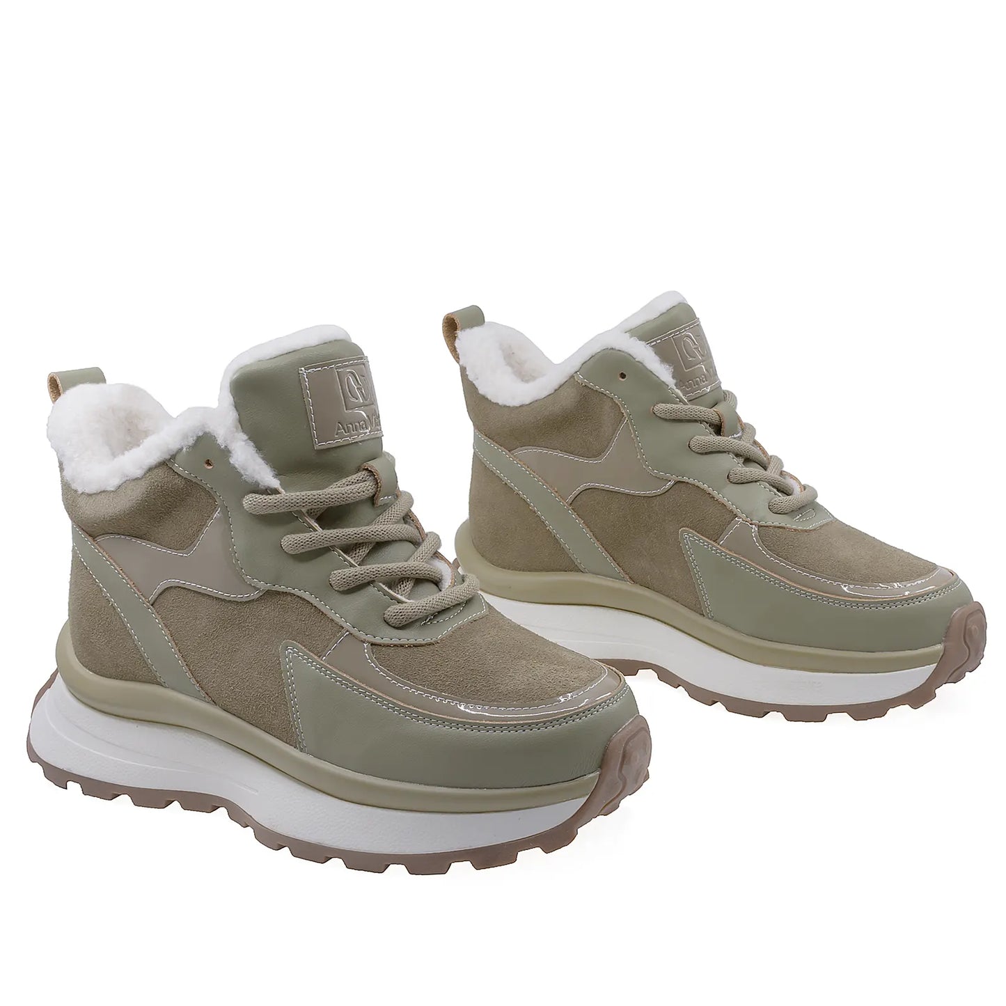 Ghete Dama Casual Anna Viotti Piele Intoarsa D106-M285-Q361 Verde
