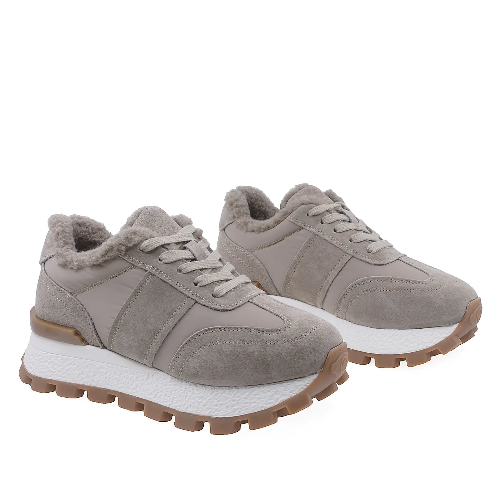 Pantofi Dama Casual Anna Viotti Piele Intoarsa D106-F10331-C8195-1 Taupe