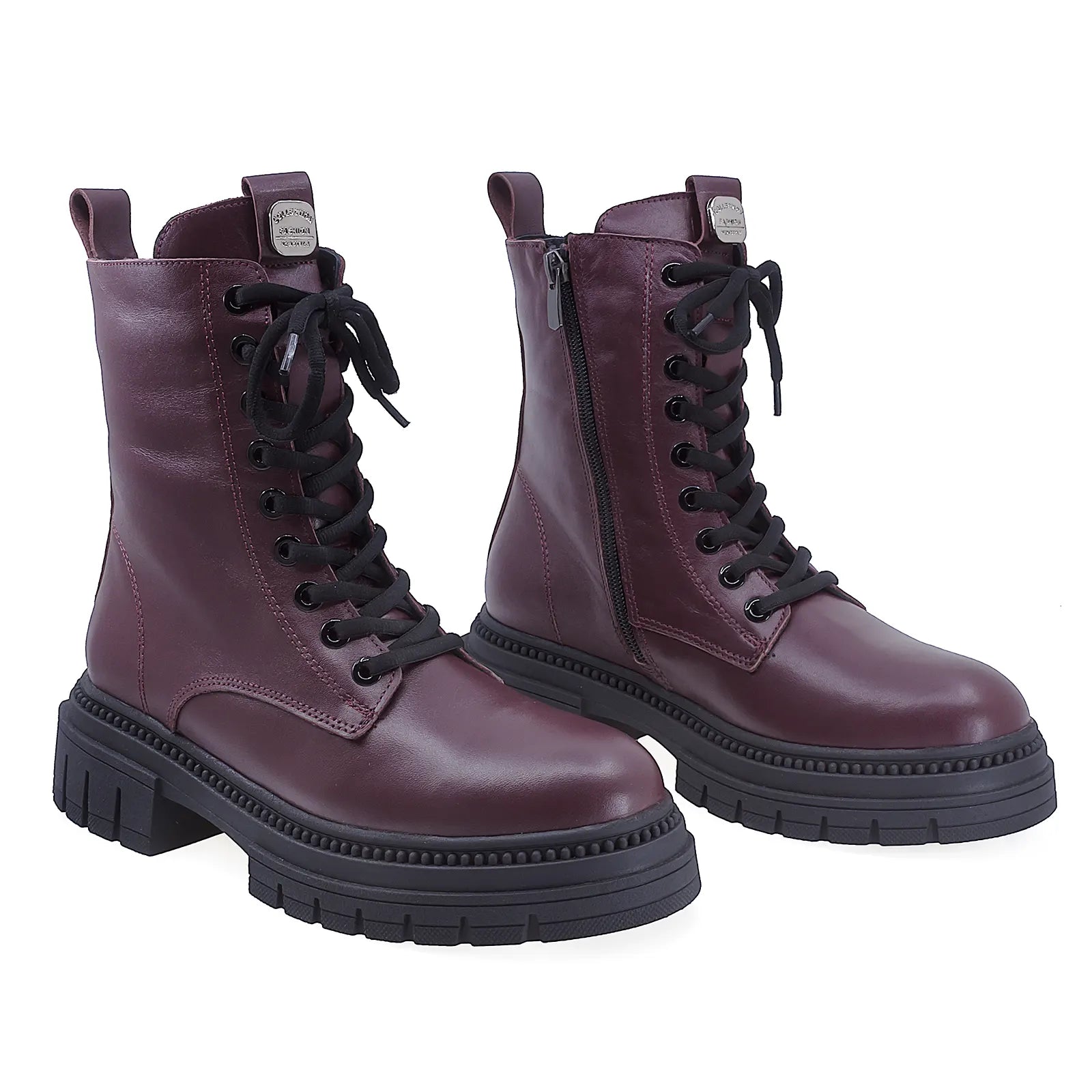 Ghete Dama Casual Anna Viotti Piele Naturala D30-118 Bordo