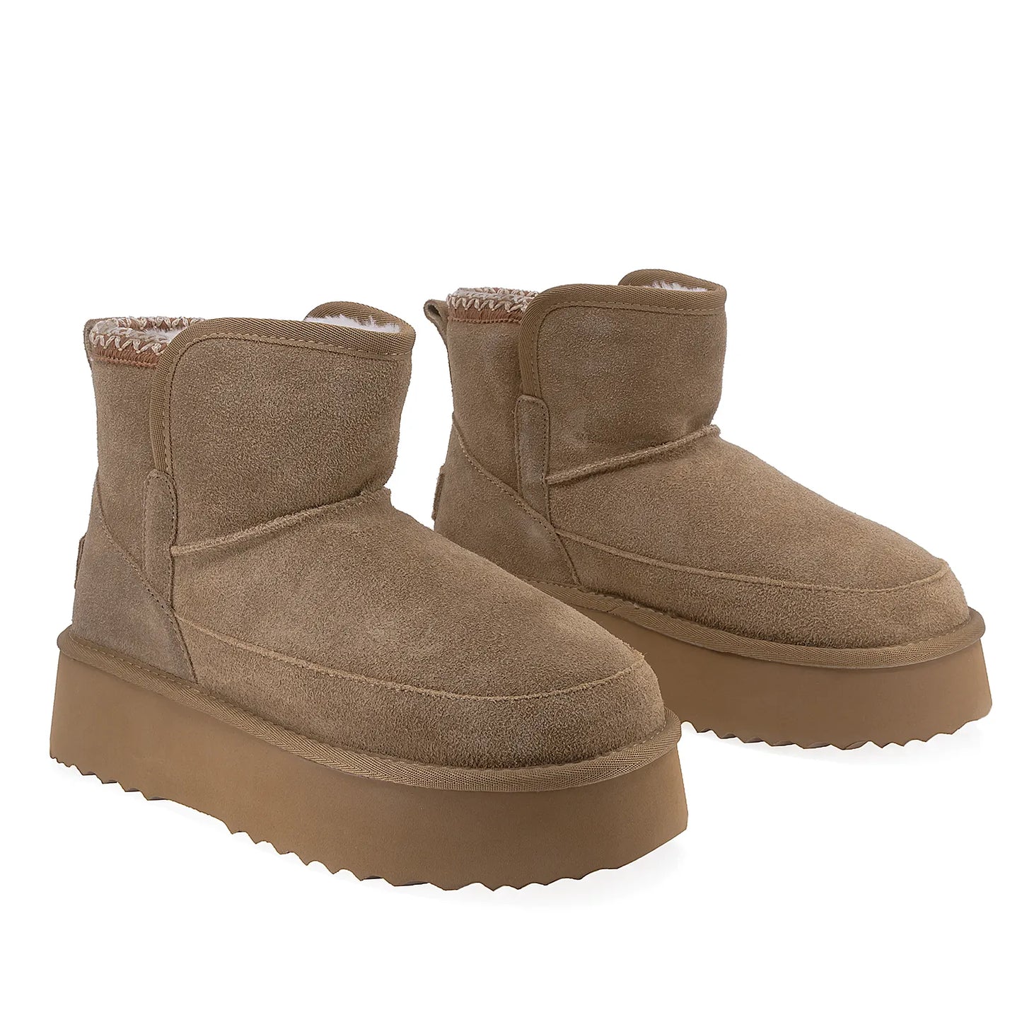 Ghete Dama Casual Anna Viotti Piele Intoarsa D114-JRGB001-1 Camel