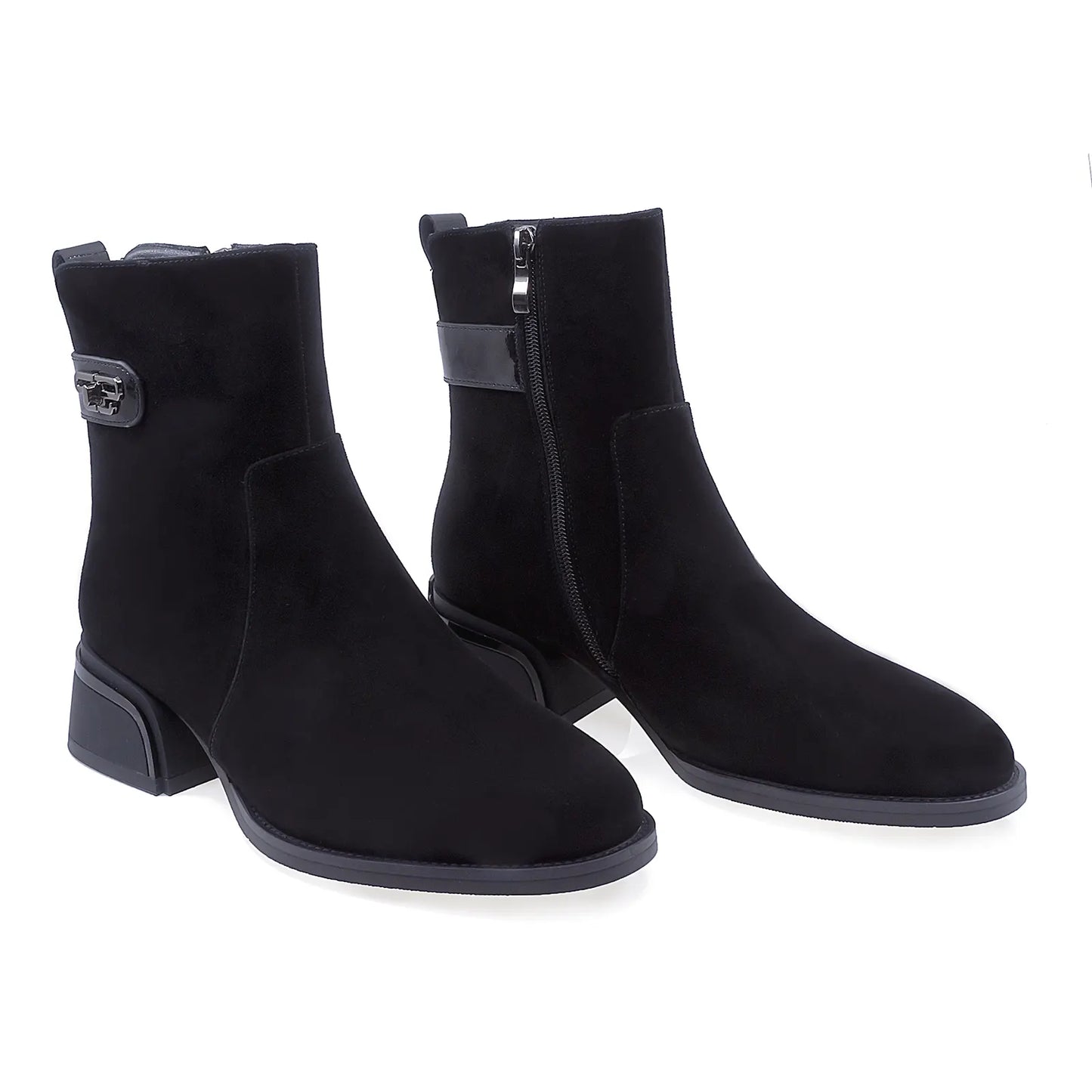 Ghete Dama Elegante Anna Viotti Piele Intoarsa D112-GAW-2529 Negru