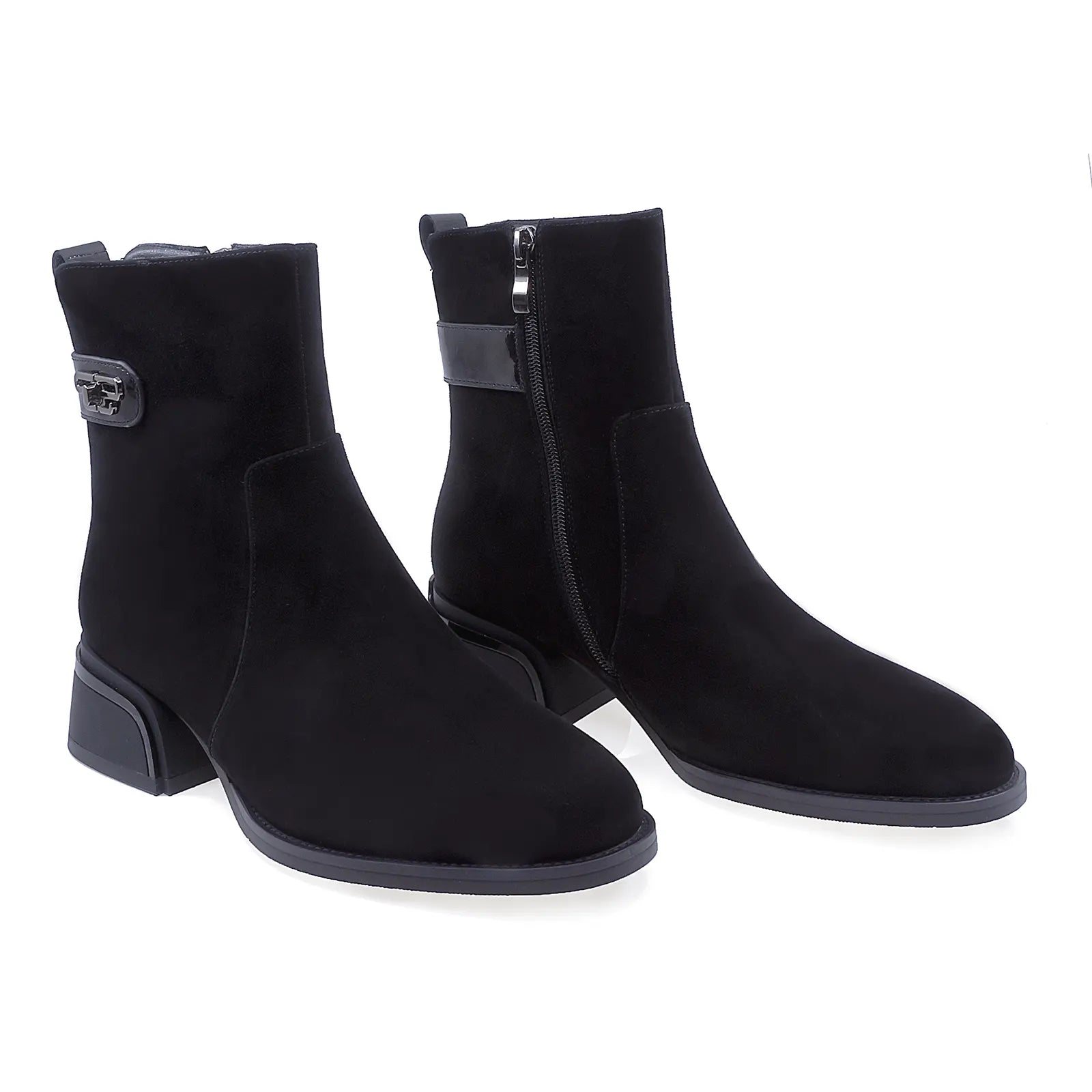 Ghete Dama Elegante Anna Viotti Piele Intoarsa D112-GAW-2529 Negru