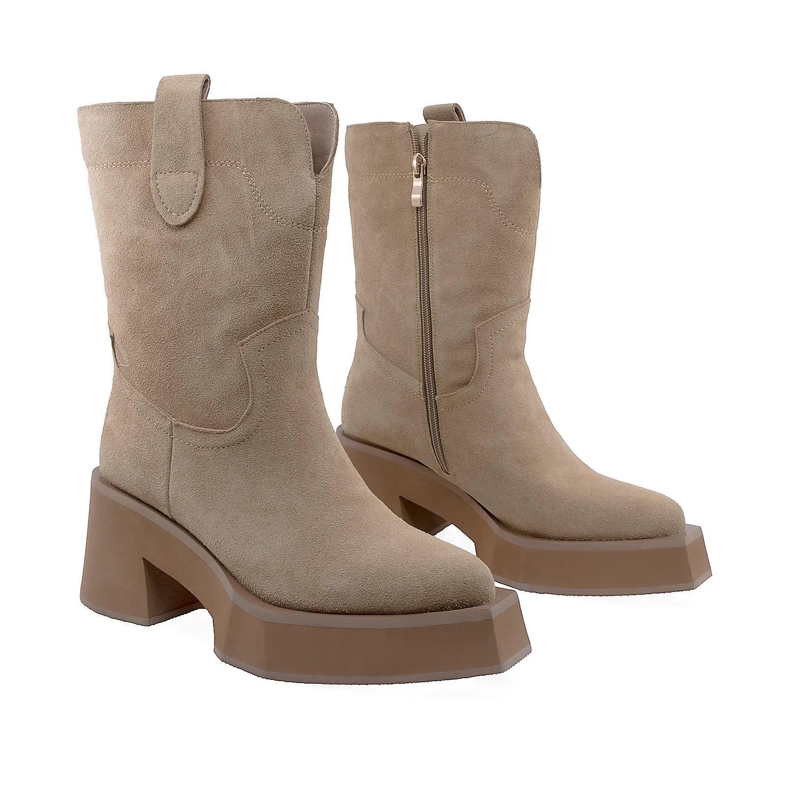 Ghete Dama Casual Anna Viotti Piele Intoarsa D107-PV4305B-Z38796-R-5 Taupe