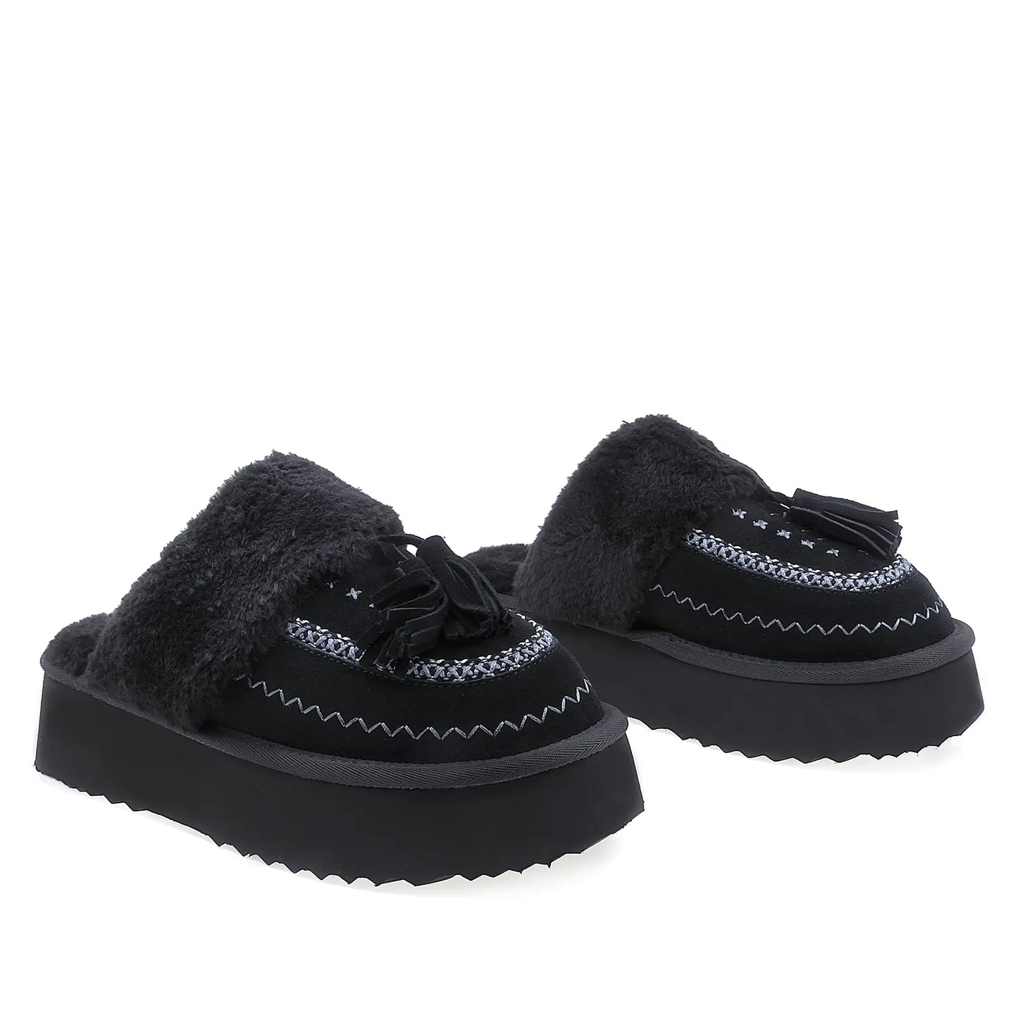 Papuci Dama Casual Anna Viotti Piele Intoarsa D113-3 Negru