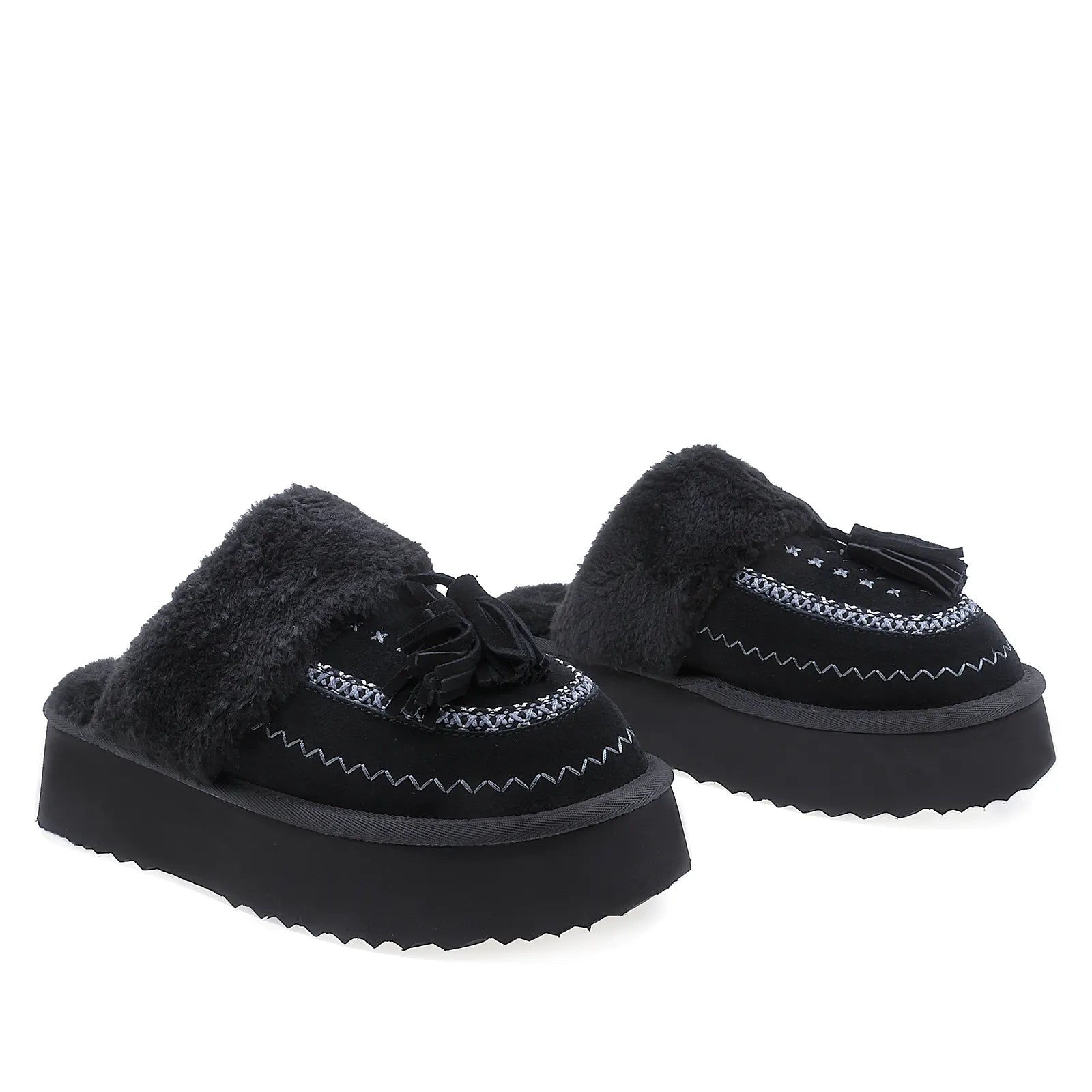 Papuci Dama Casual Anna Viotti Piele Intoarsa D113-3 Negru