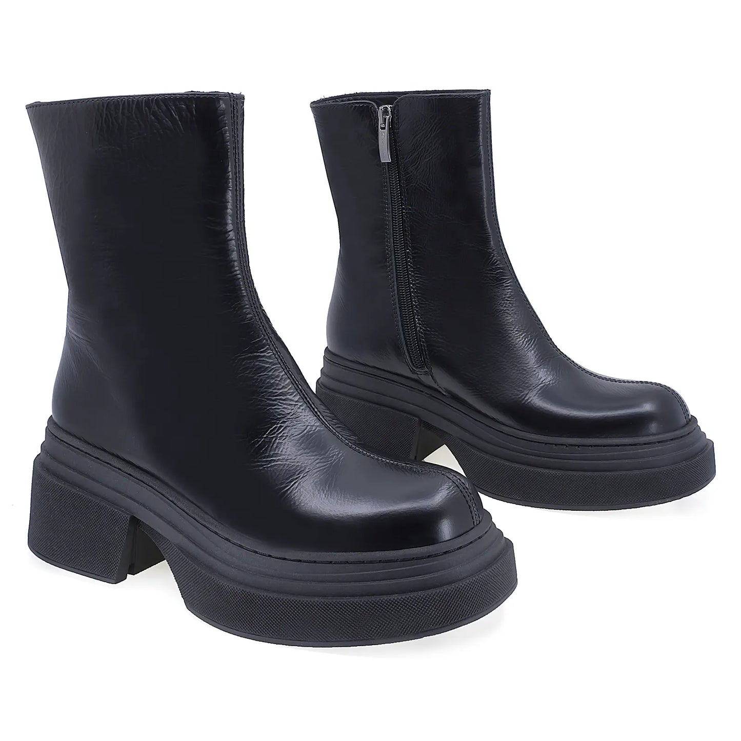 Ghete Dama Casual Anna Viotti Piele Lacuita D15-08341 Negru