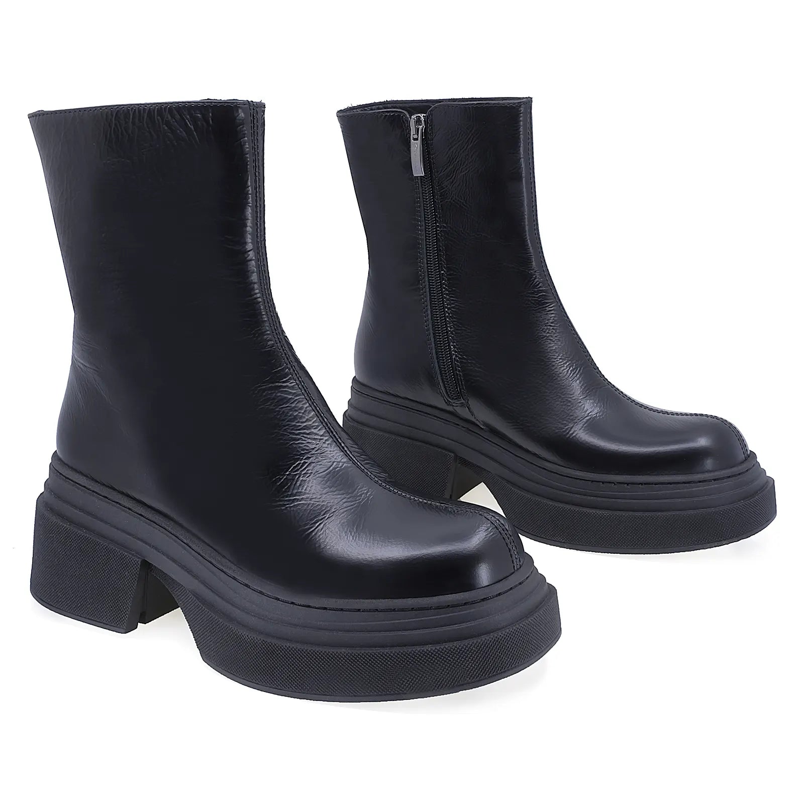 Ghete Dama Casual Anna Viotti Piele Lacuita D15-08341 Negru