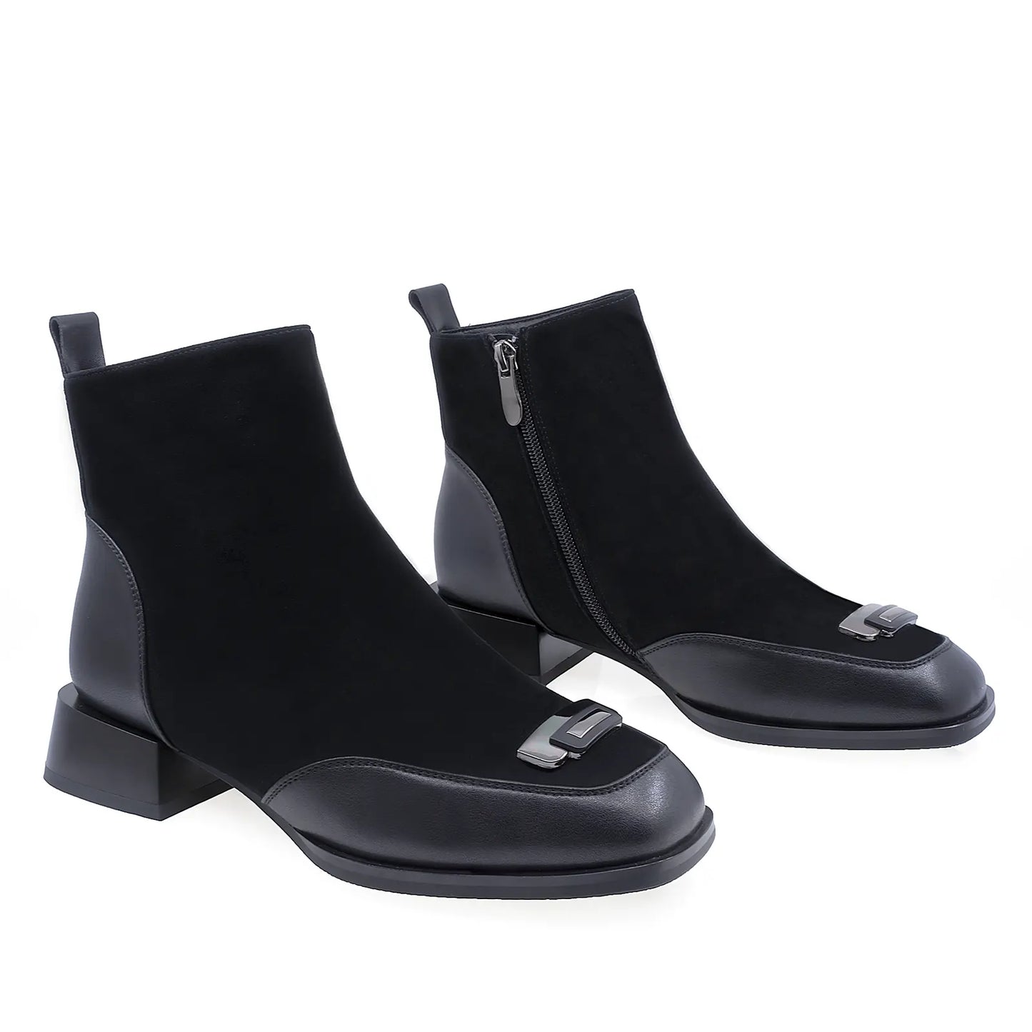 Ghete Dama Elegante Anna Viotti Piele Intoarsa D105-5292R-LV833-NT-01-TL-03 Negru