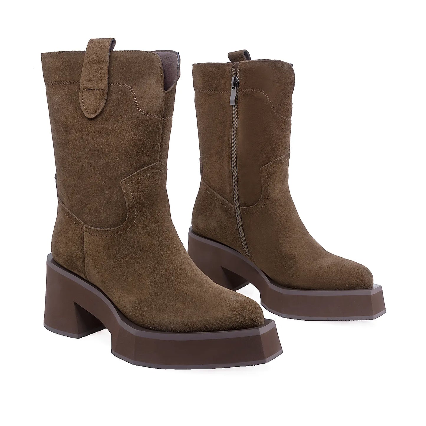 Ghete Dama Casual Anna Viotti Piele Intoarsa D107-PV4305B-Z38796-R-2 Maro